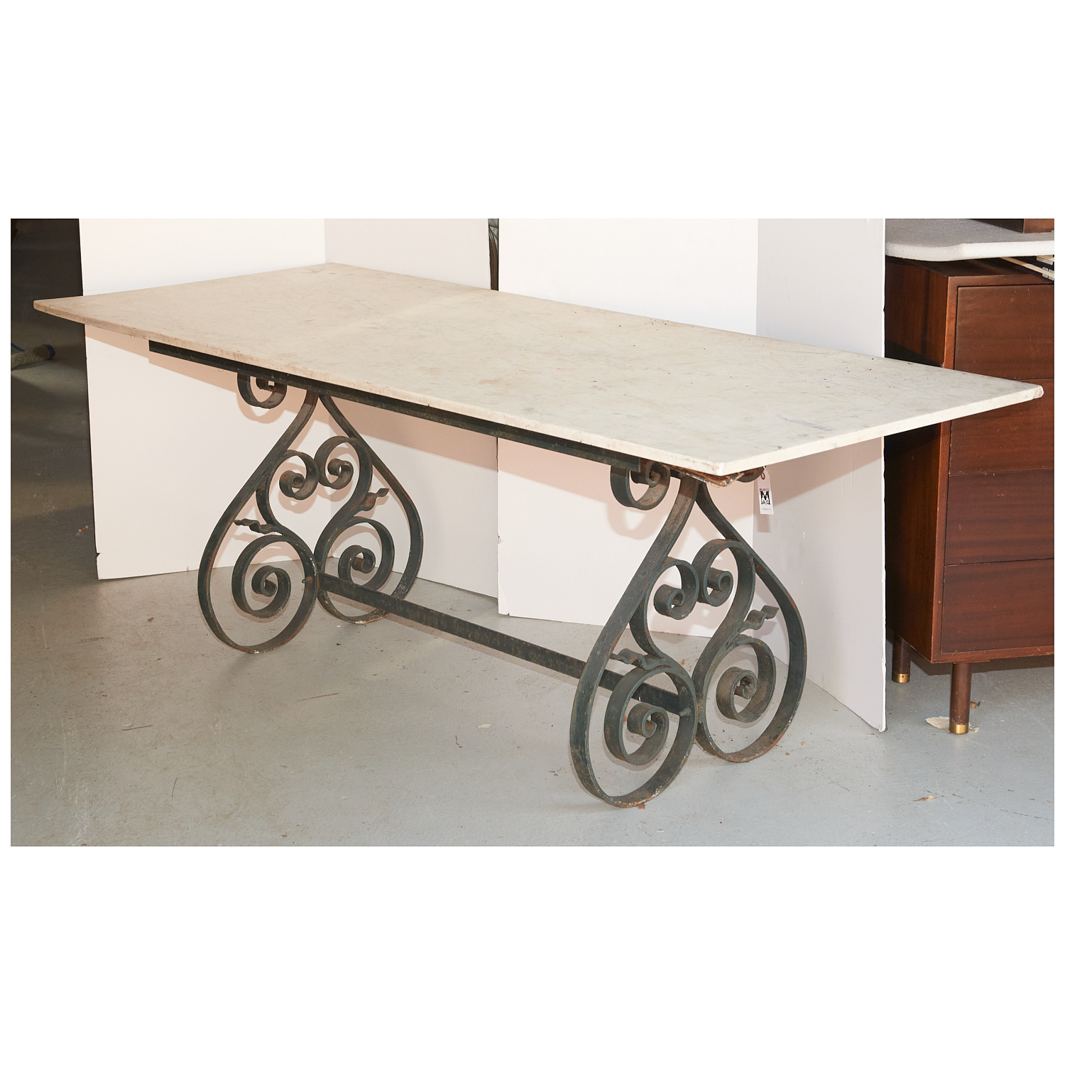 FRENCH WROUGHT IRON MARBLE TOP 362213