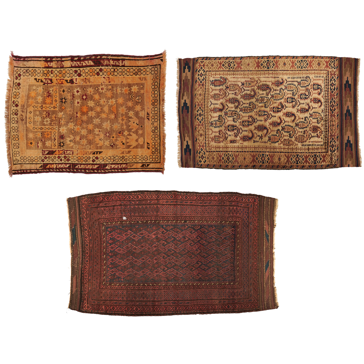 (3) OLD CAUCASIAN AND TRIBAL RUGS