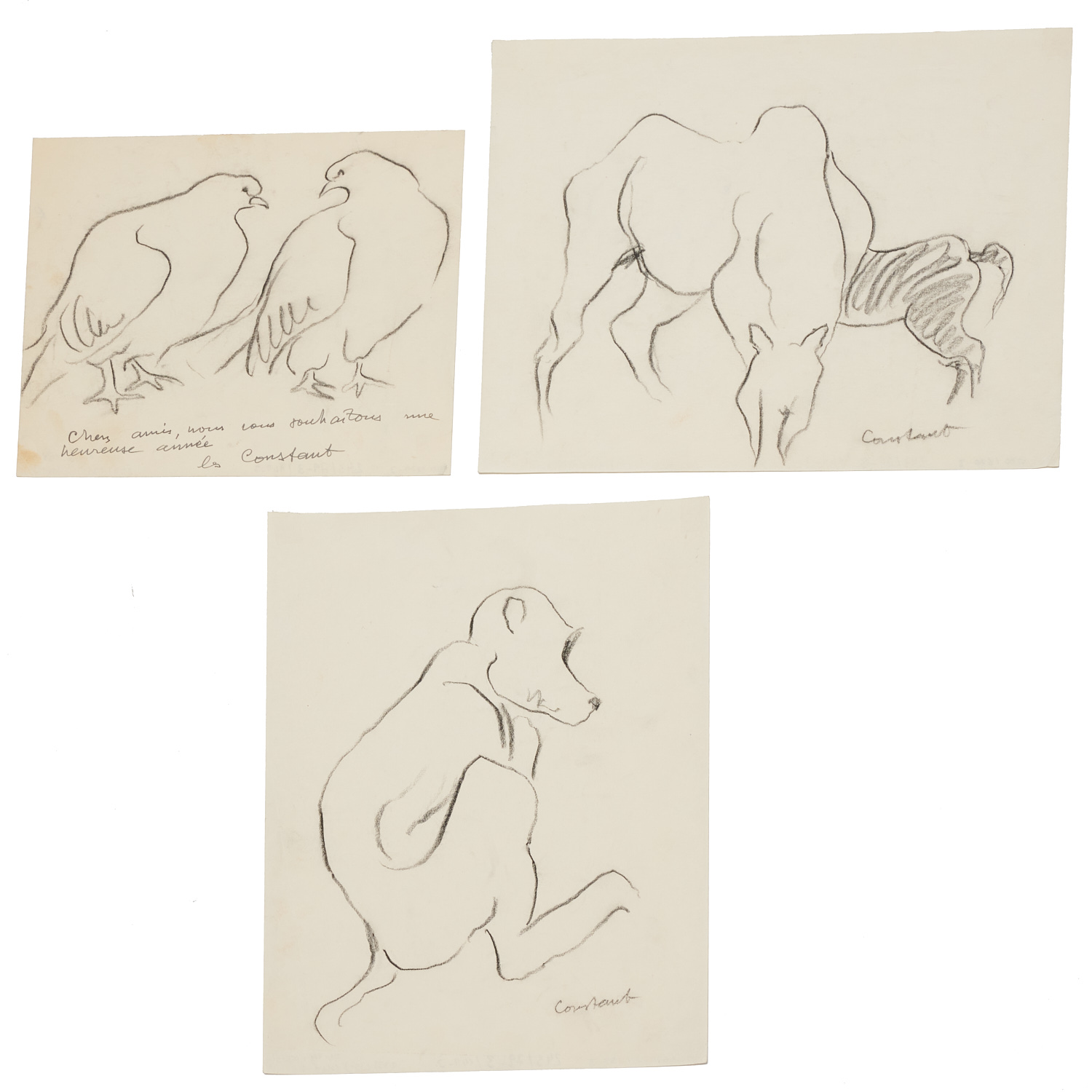 GEORGE CONSTANT 3 ANIMAL SKETCHES 36222f