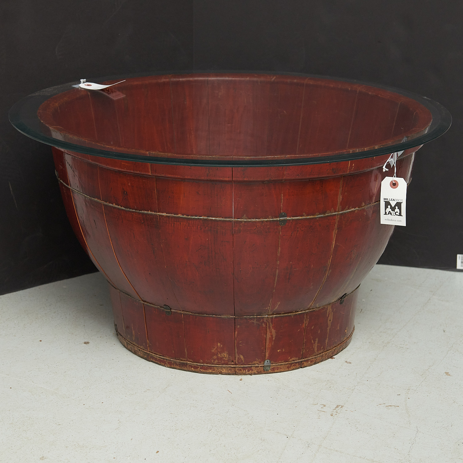 CHINESE LACQUERED WOOD VESSEL LOW