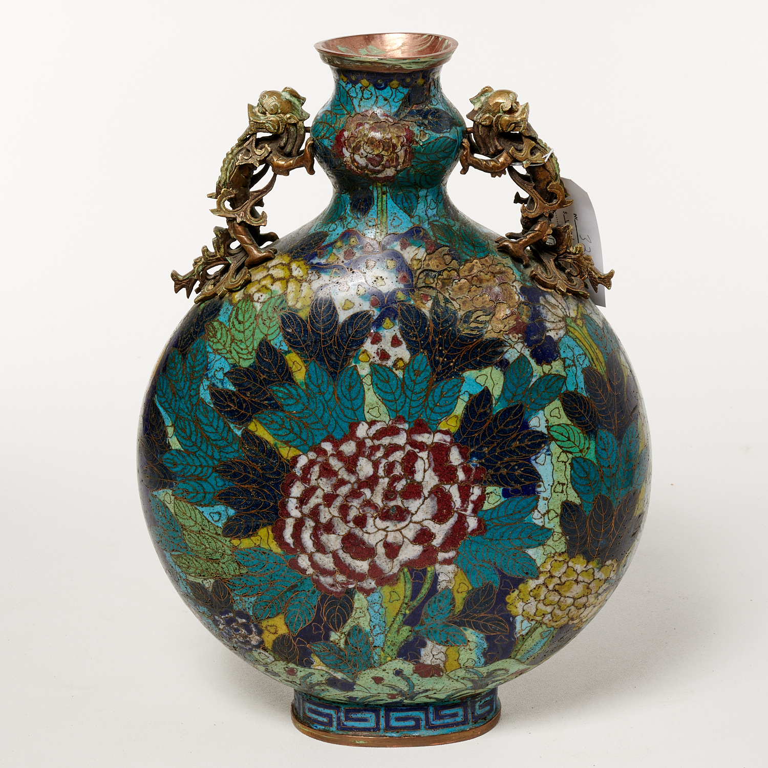 CHINESE CLOISONNE MOON FLASK VASE 36227b