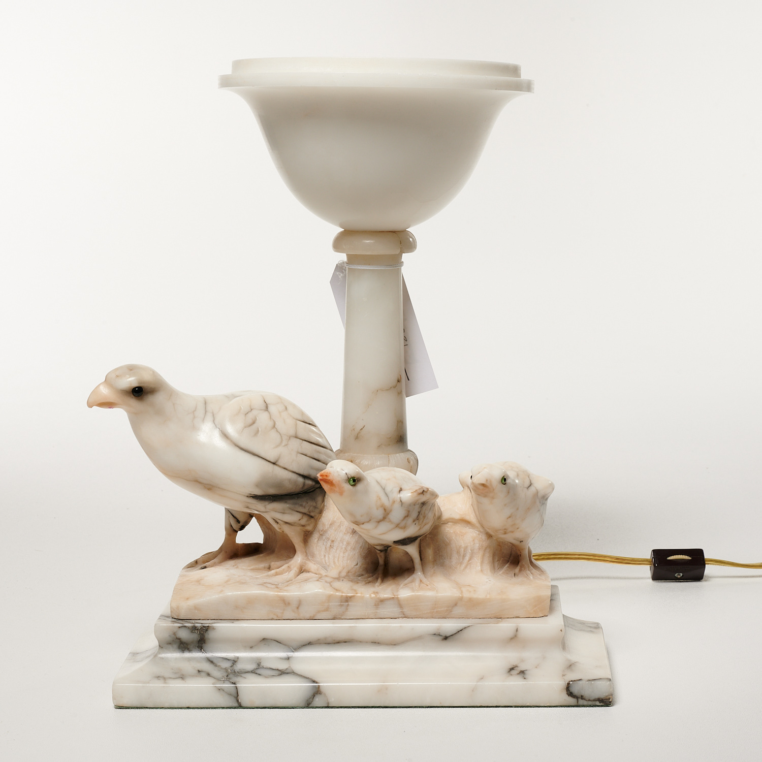 G. MASCAGNI, CARVED ALABASTER LAMP