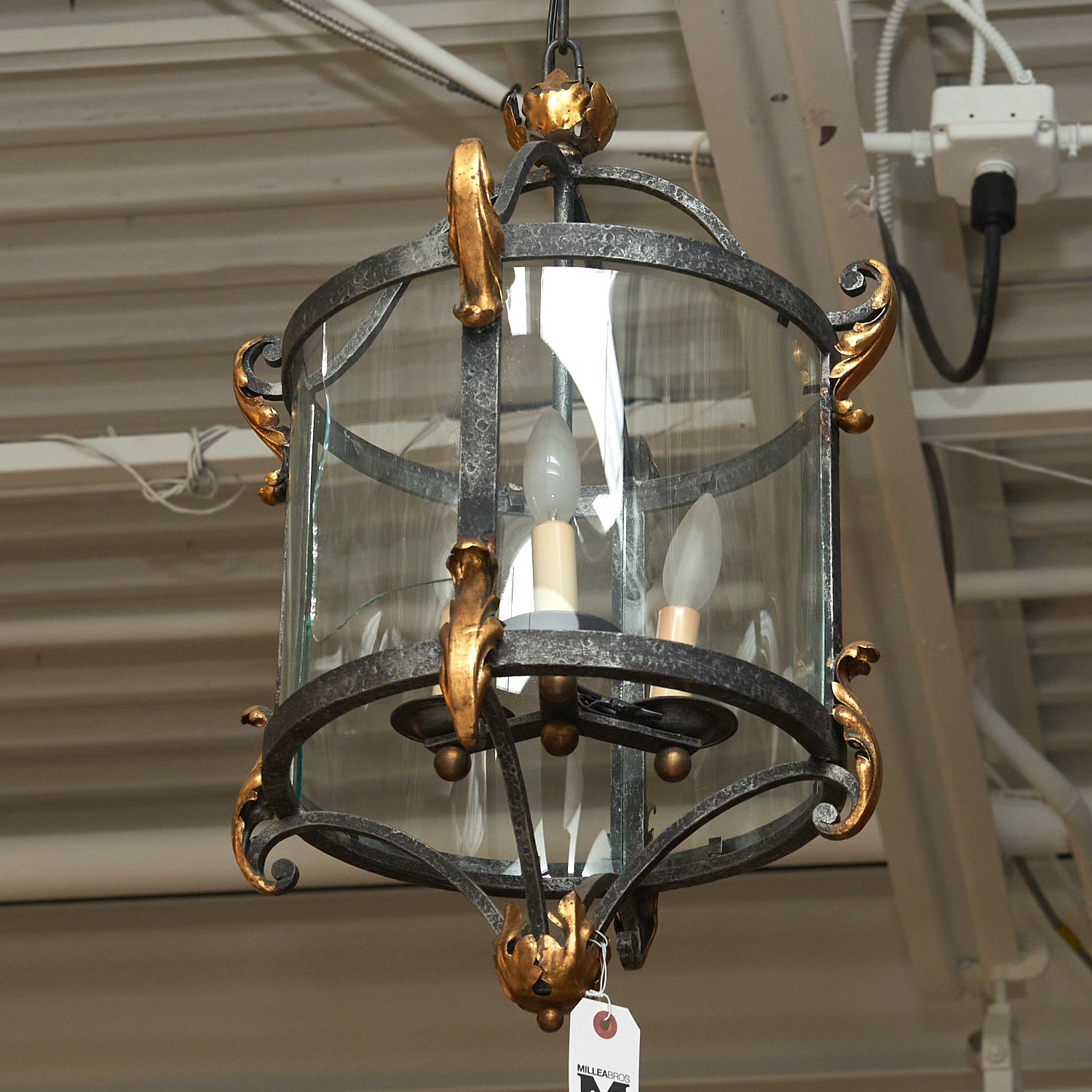 FRENCH PARCEL GILT IRON LANTERN