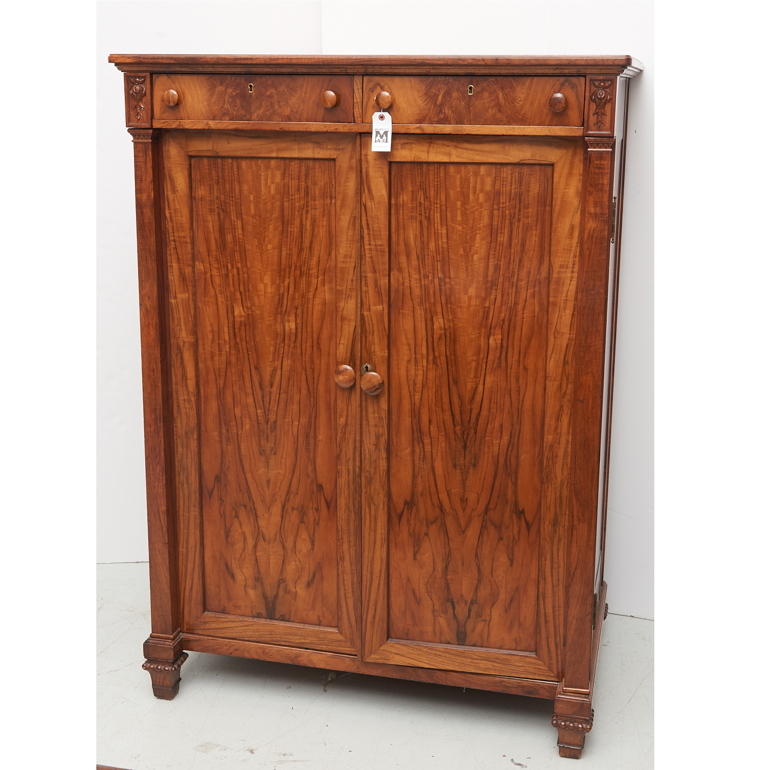 CONTINENTAL CIRCASSIAN WALNUT TALL CABINET