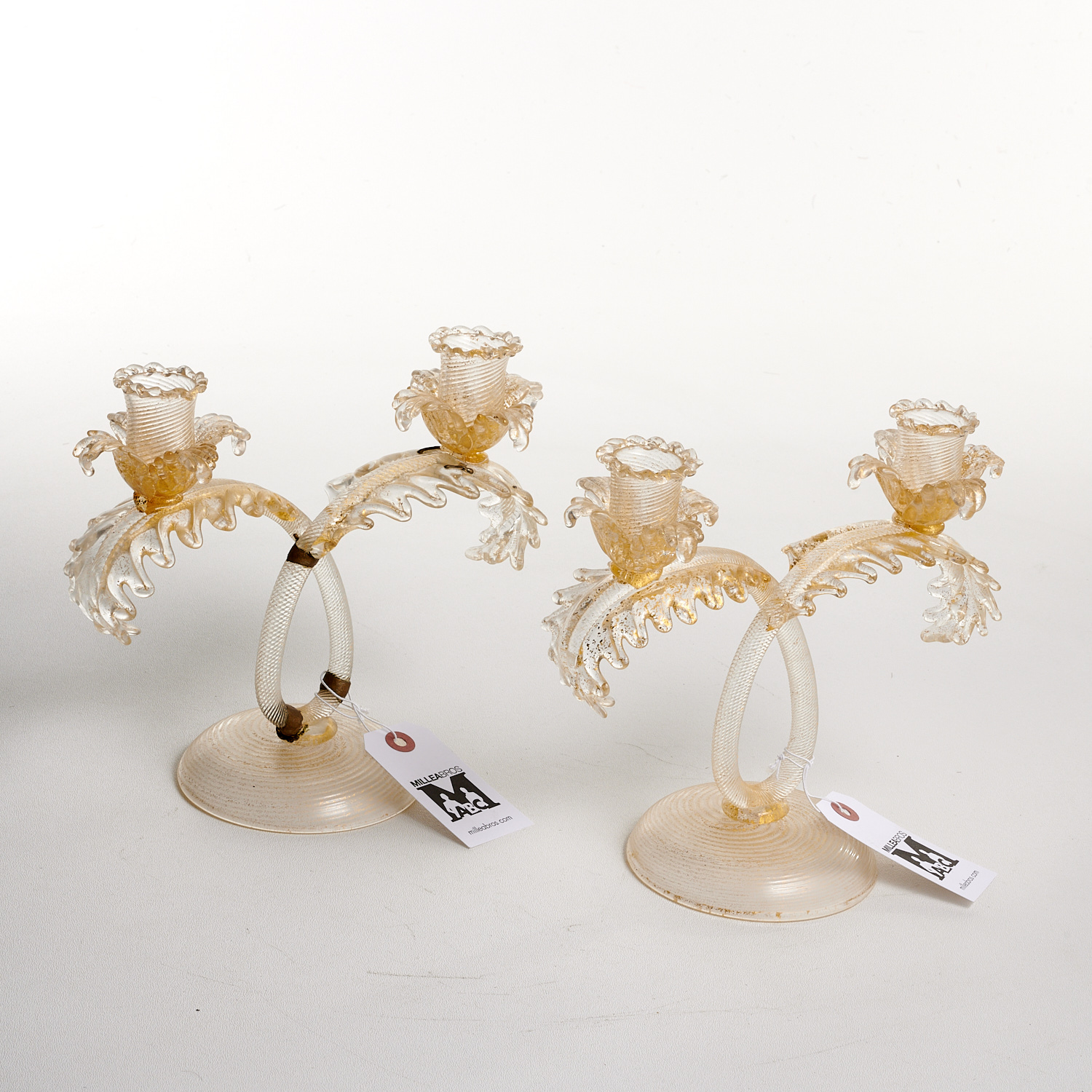 PAIR SALVIATI STYLE MURANO GLASS