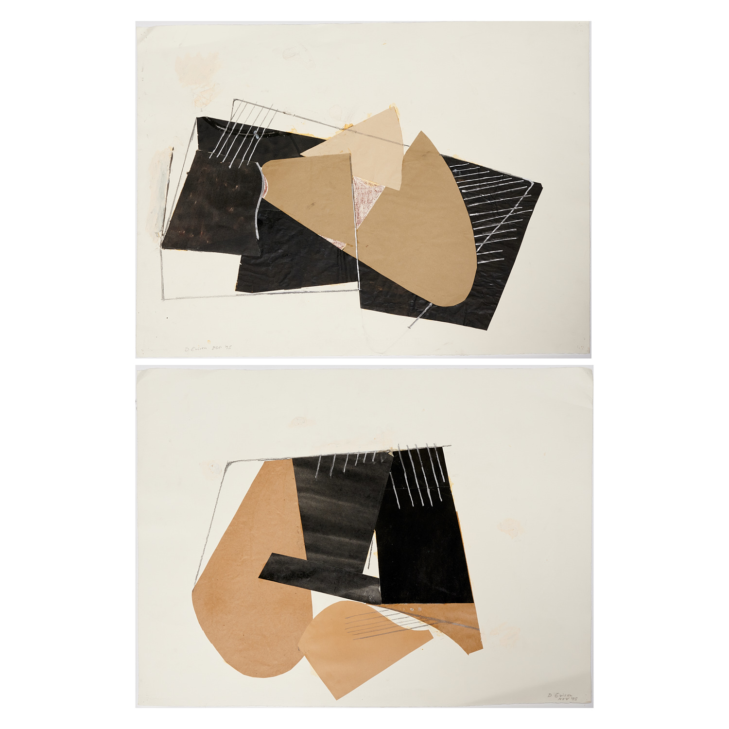 DAVID EVISON PAIR ABSTRACT COLLAGES 3622fa