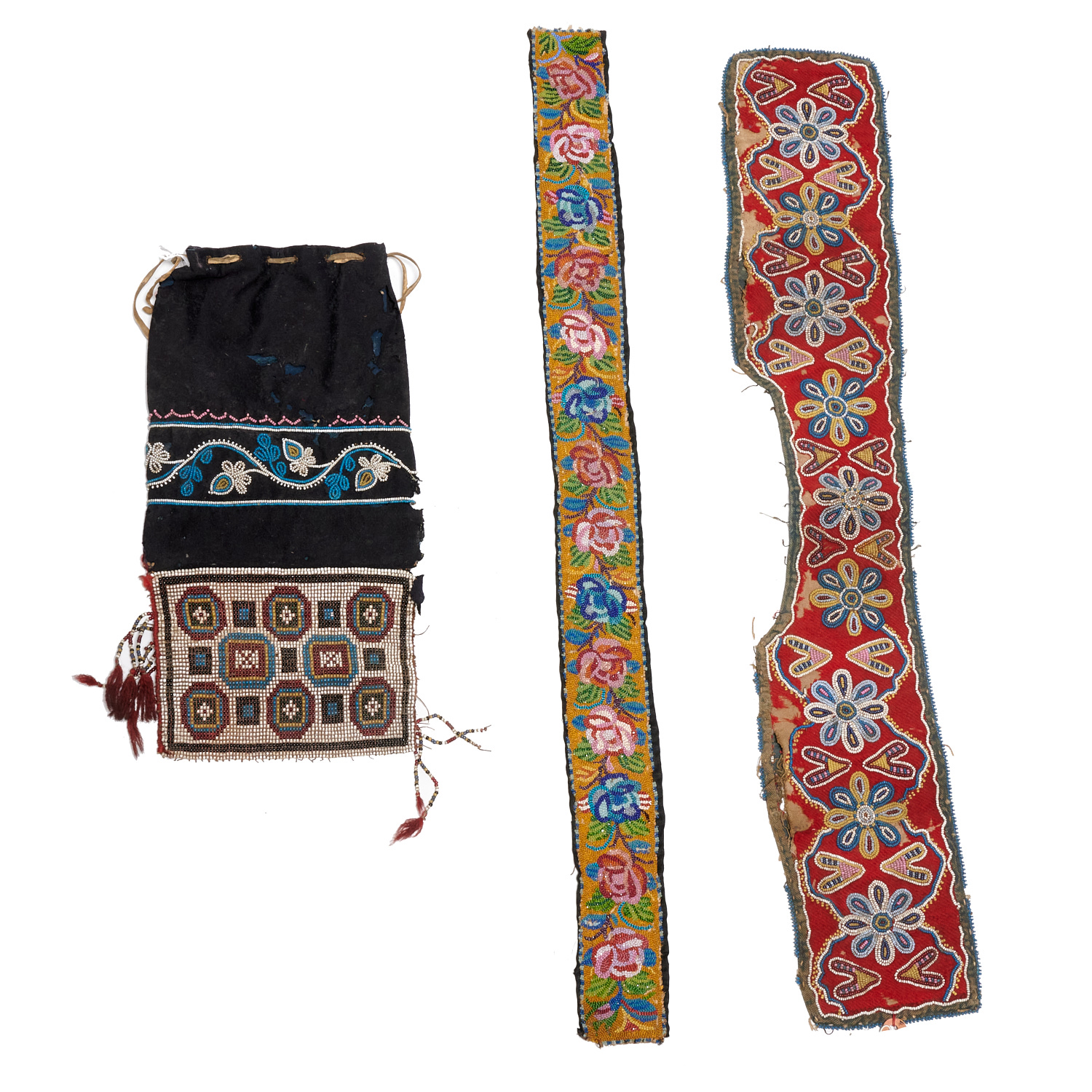 CREE BEADED BAG AND (2) TEXTILE