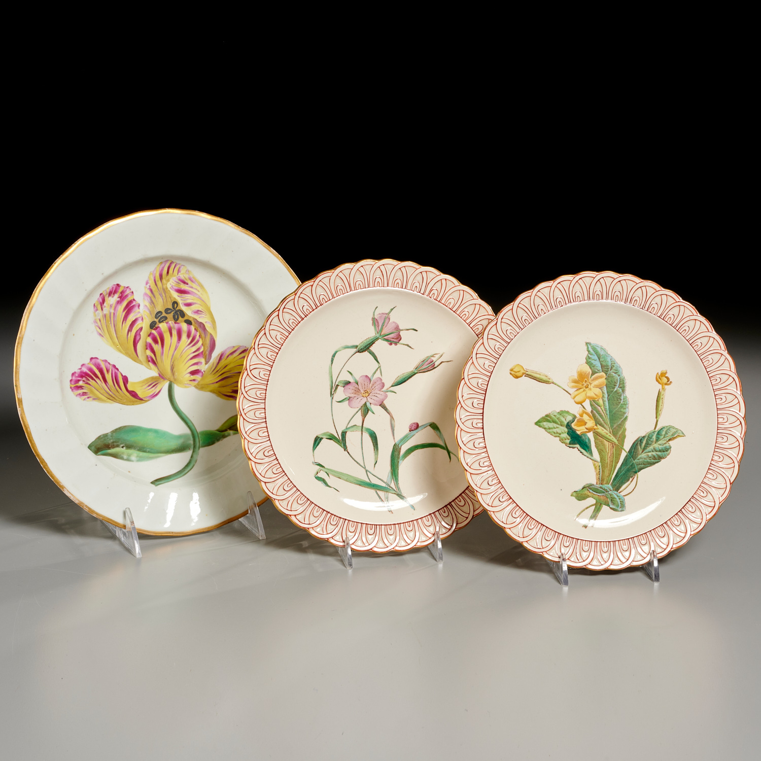 (3) ENGLISH CERAMIC BOTANICAL PLATES