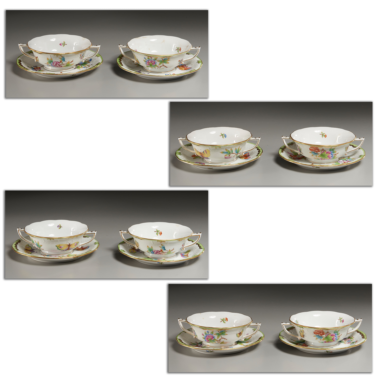  8 HEREND PORCELAIN SOUP CUPS 362399