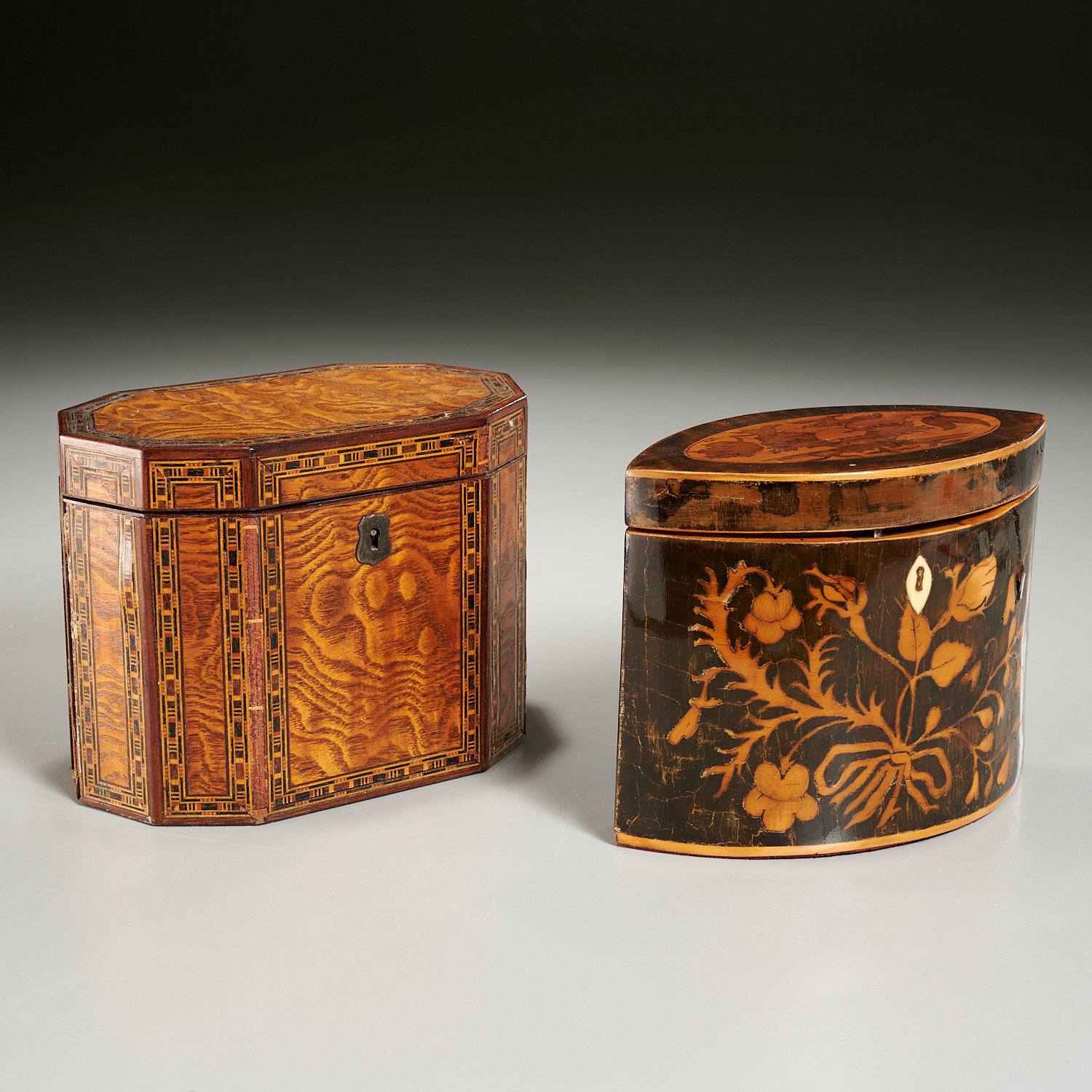 (2) ENGLISH INLAID TEA CADDIES 19th