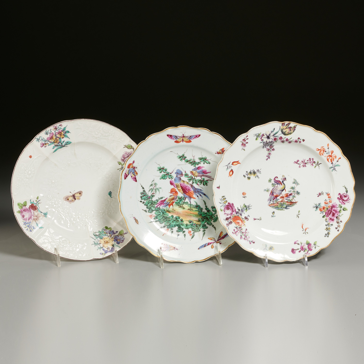(3) WORCESTER AND CHELSEA PORCELAIN