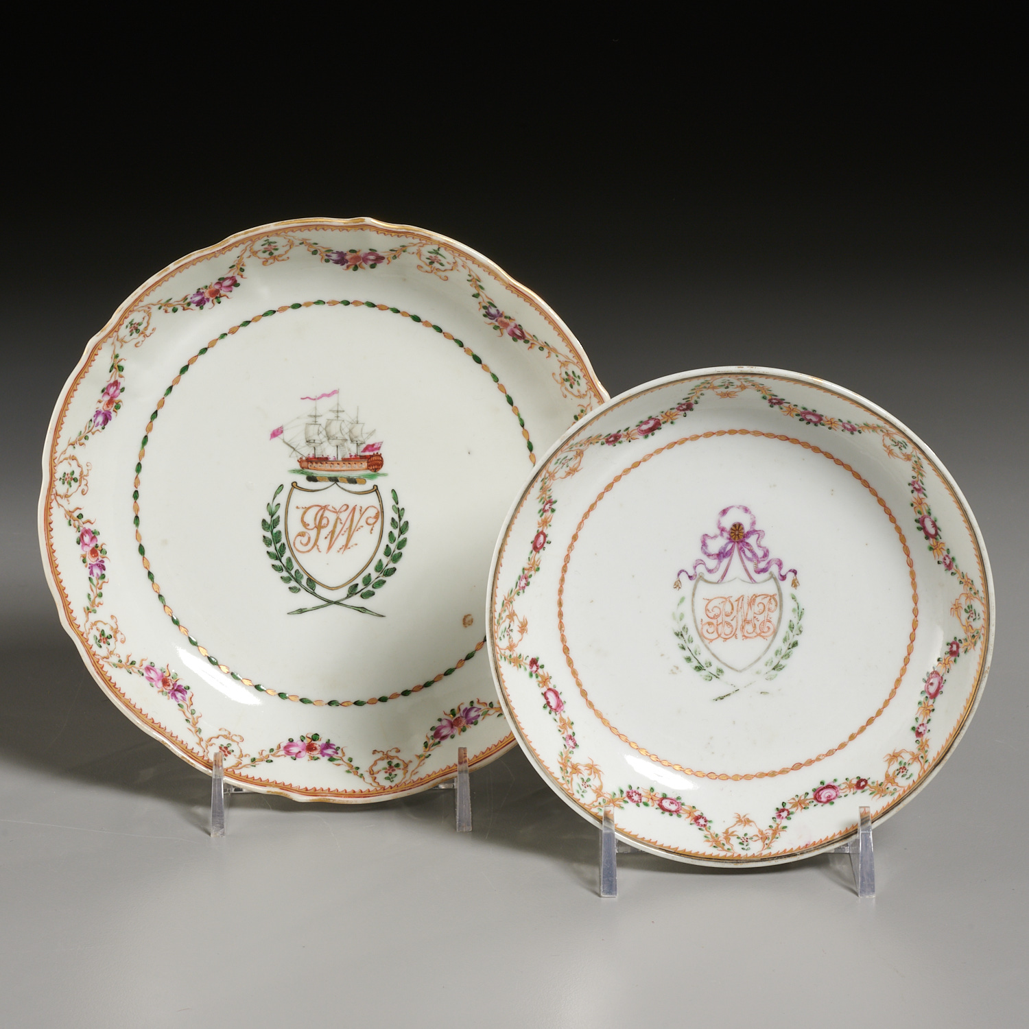 (2) CHINESE EXPORT ARMORIAL PORCELAIN