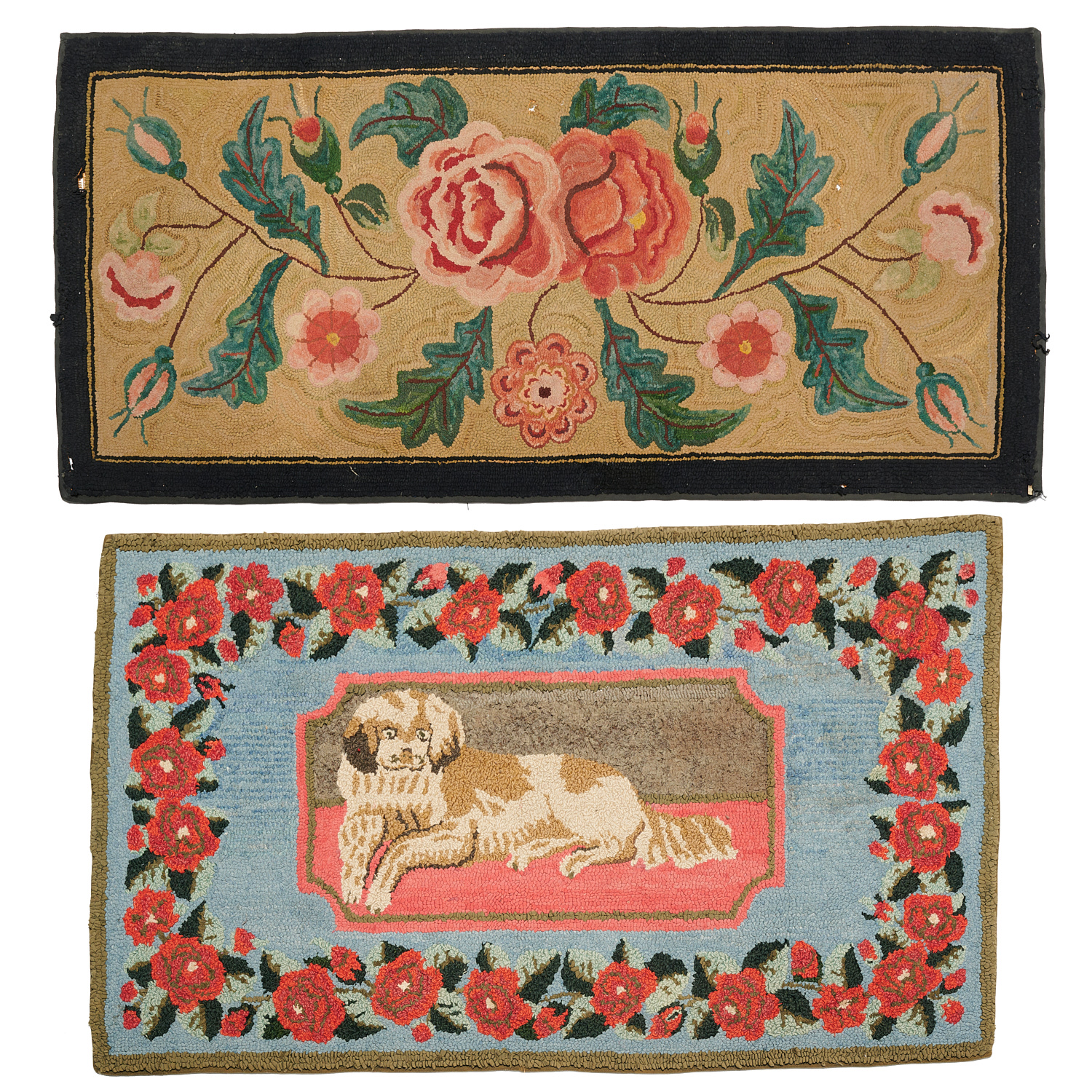 (2) AMERICAN HOOKED RUGS 19th c.,