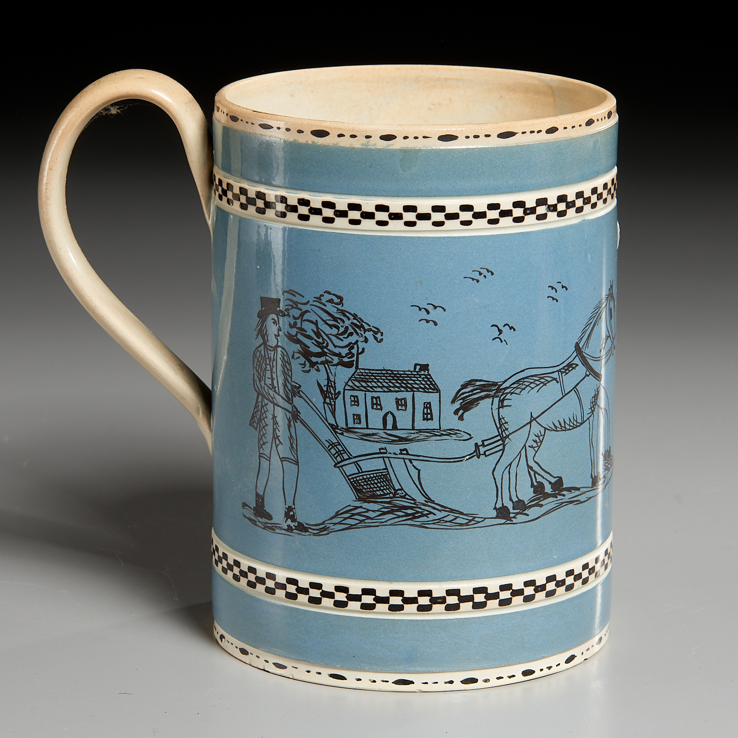 ENGLISH MOCHAWARE BEER MUG c. 1808,