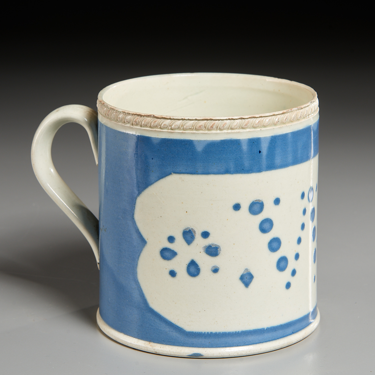 ENGLISH PEARLWARE SLIP DOTTED MUG 36241f