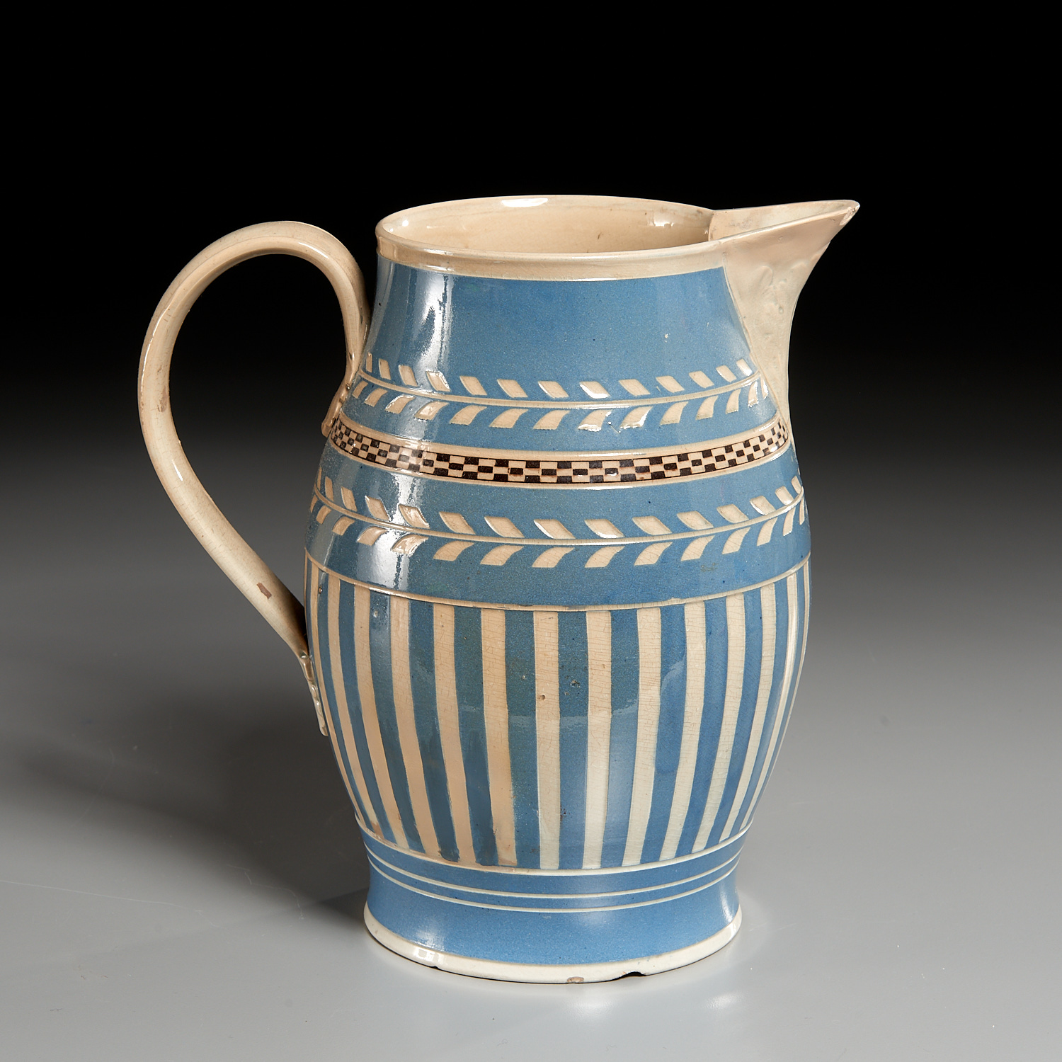 ENGLISH MOCHAWARE PITCHER Early 19th