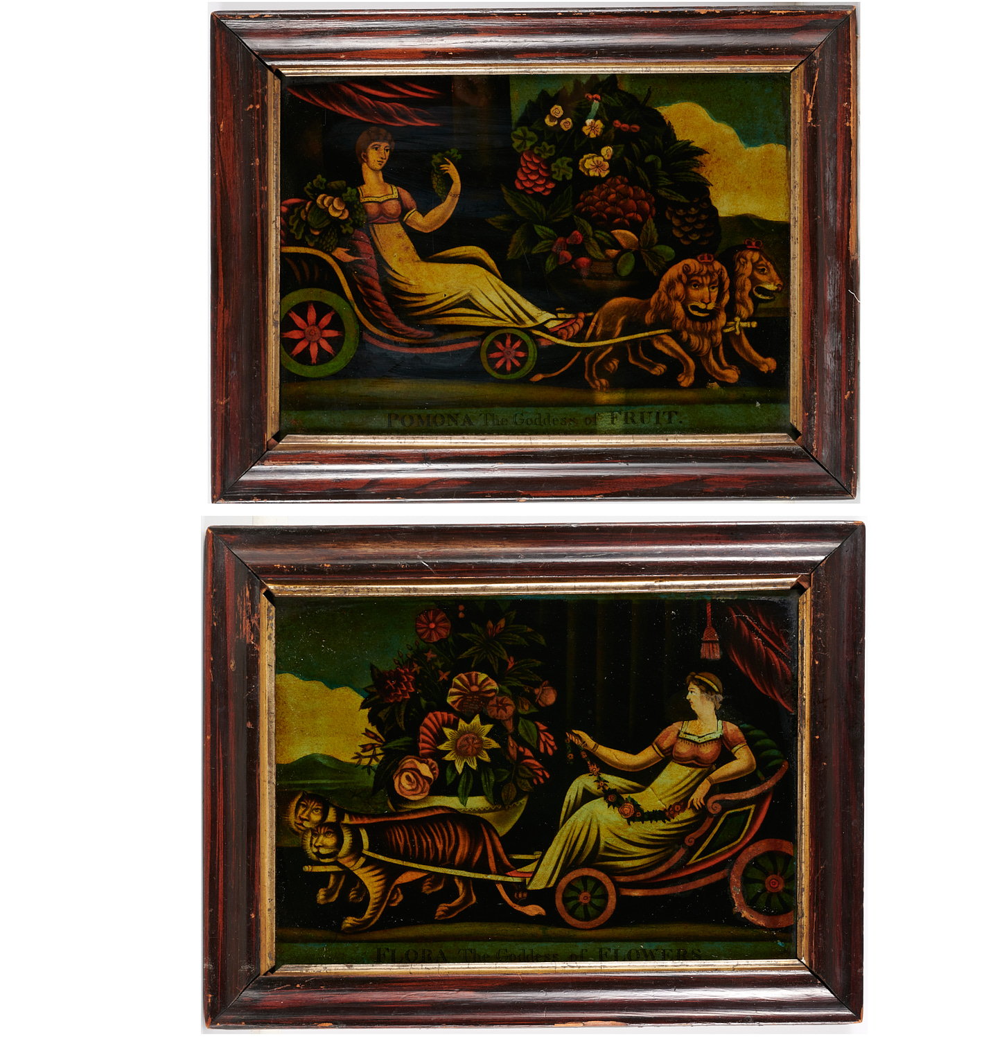 (2) ENGLISH REVERSE-VARNISHED MEZZOTINTS