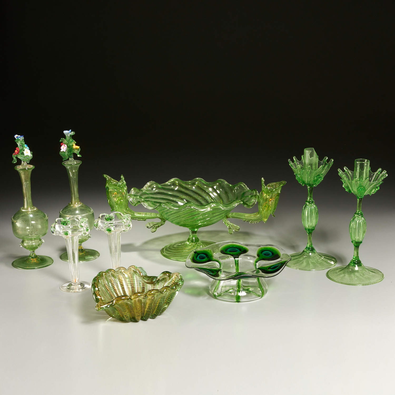 VENETIAN GREEN GLASS DECORATIONS