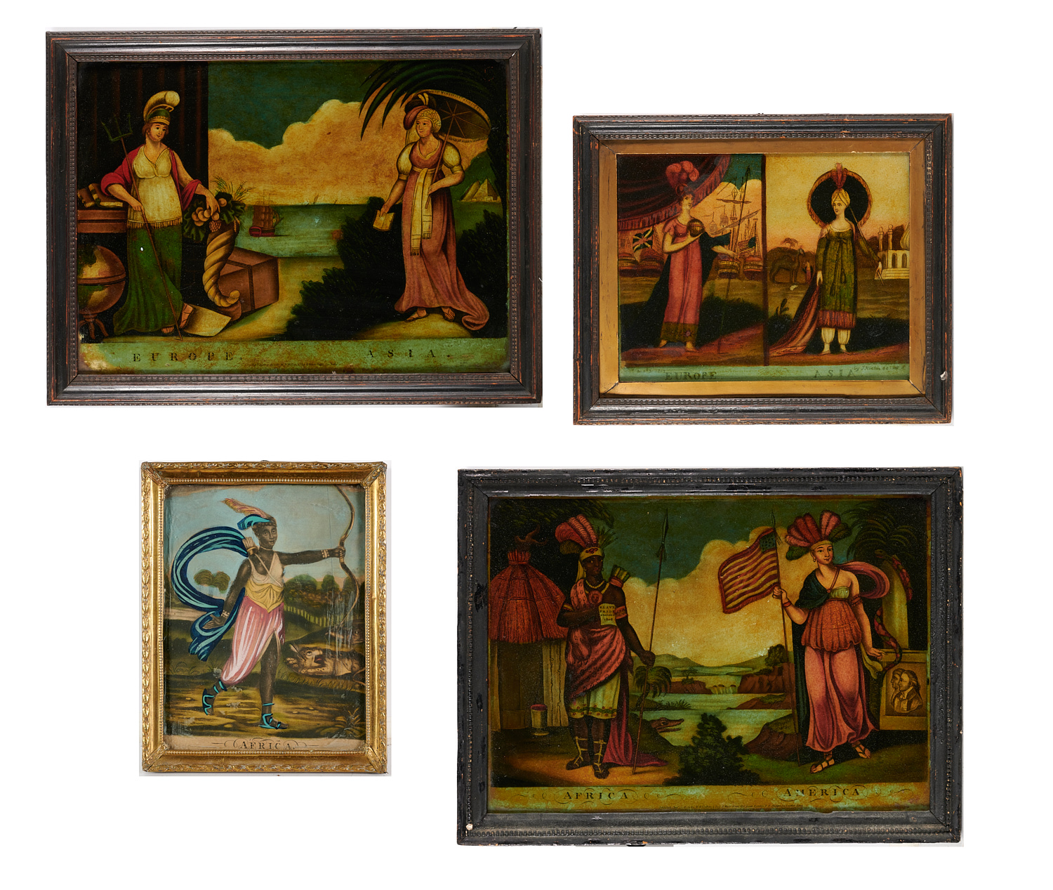 (4) ENGLISH REVERSE-VARNISHED MEZZOTINTS