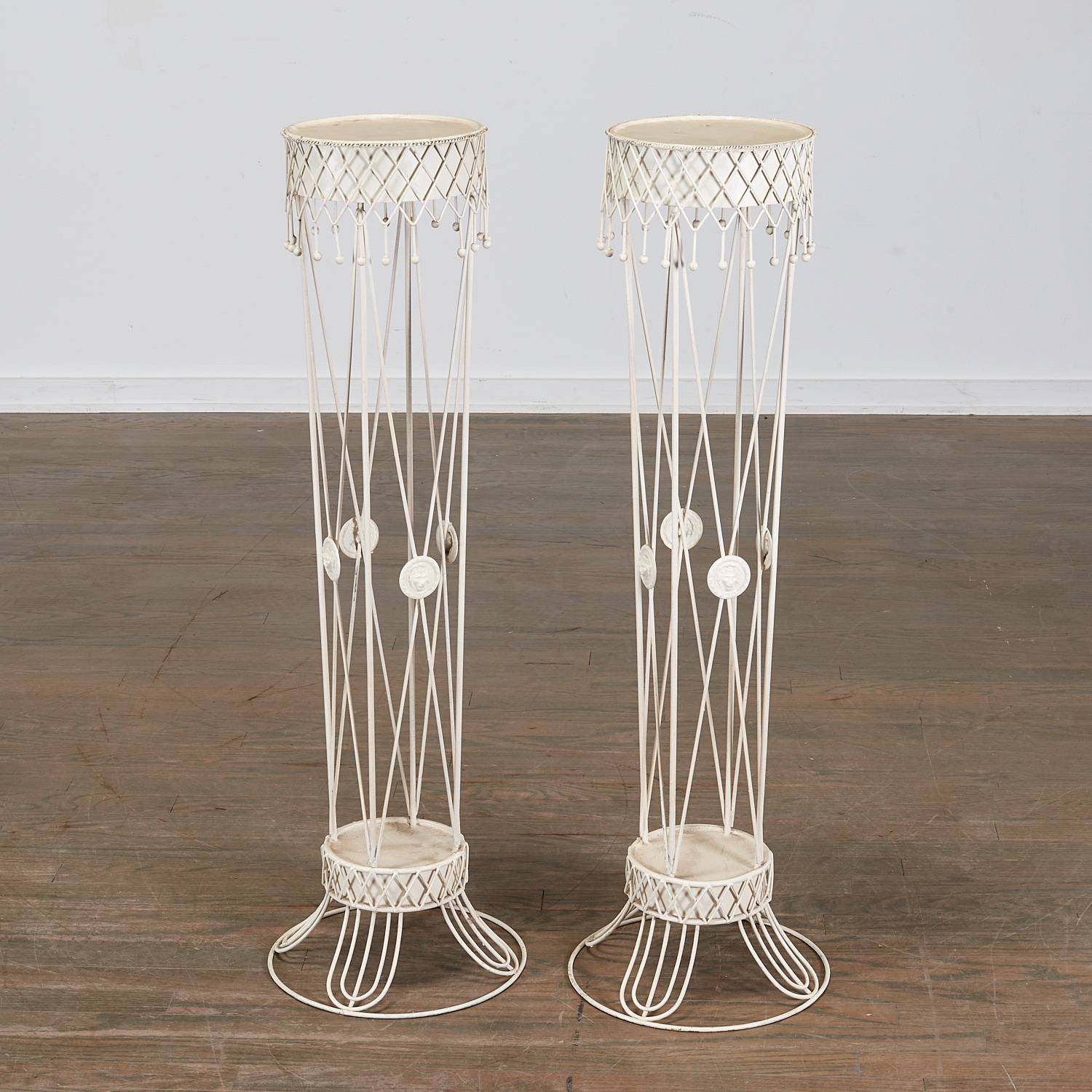 PAIR EMPIRE STYLE WIRE JARDINIERE 3624e7