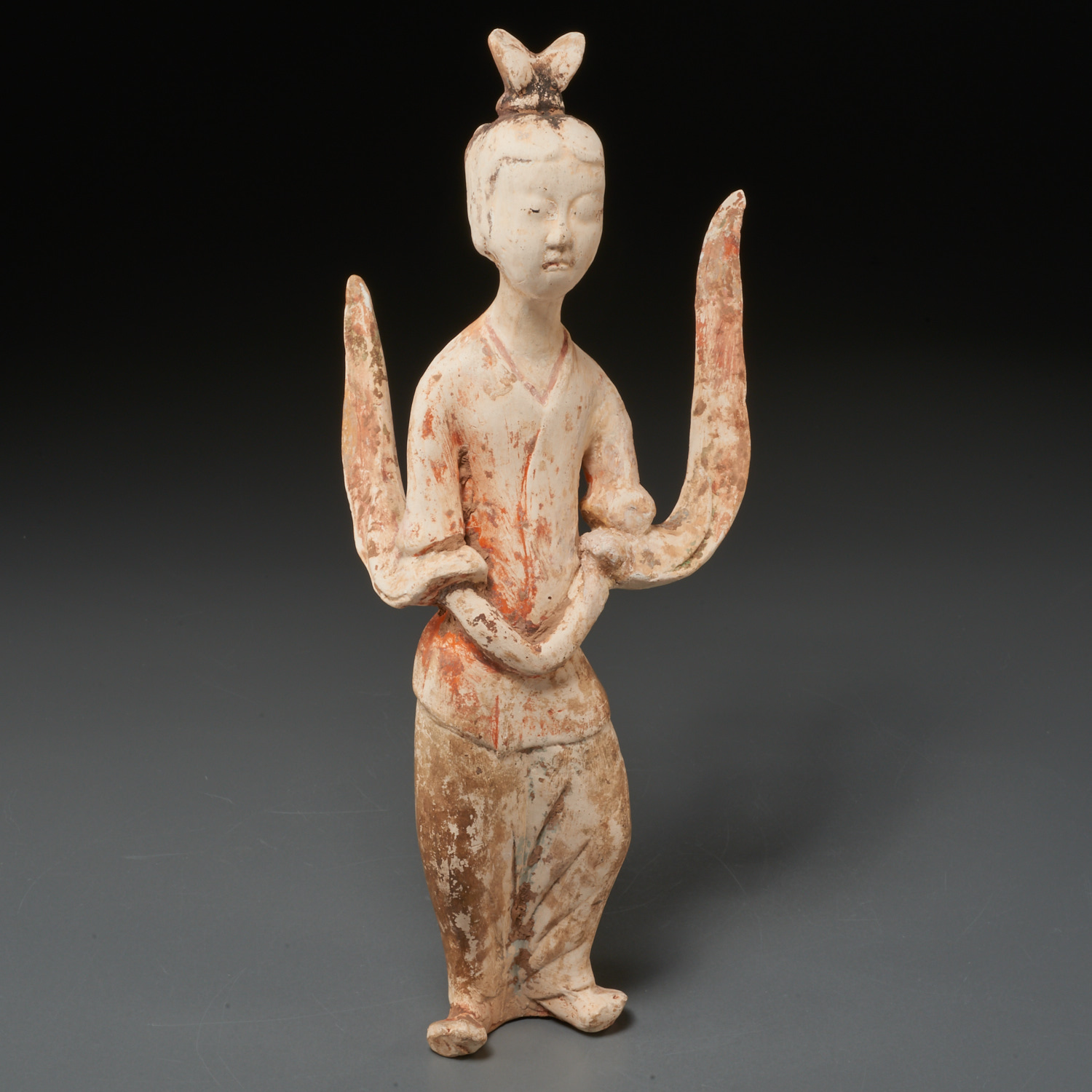 CHINESE PAINTED POTTERY FIGURE OF A