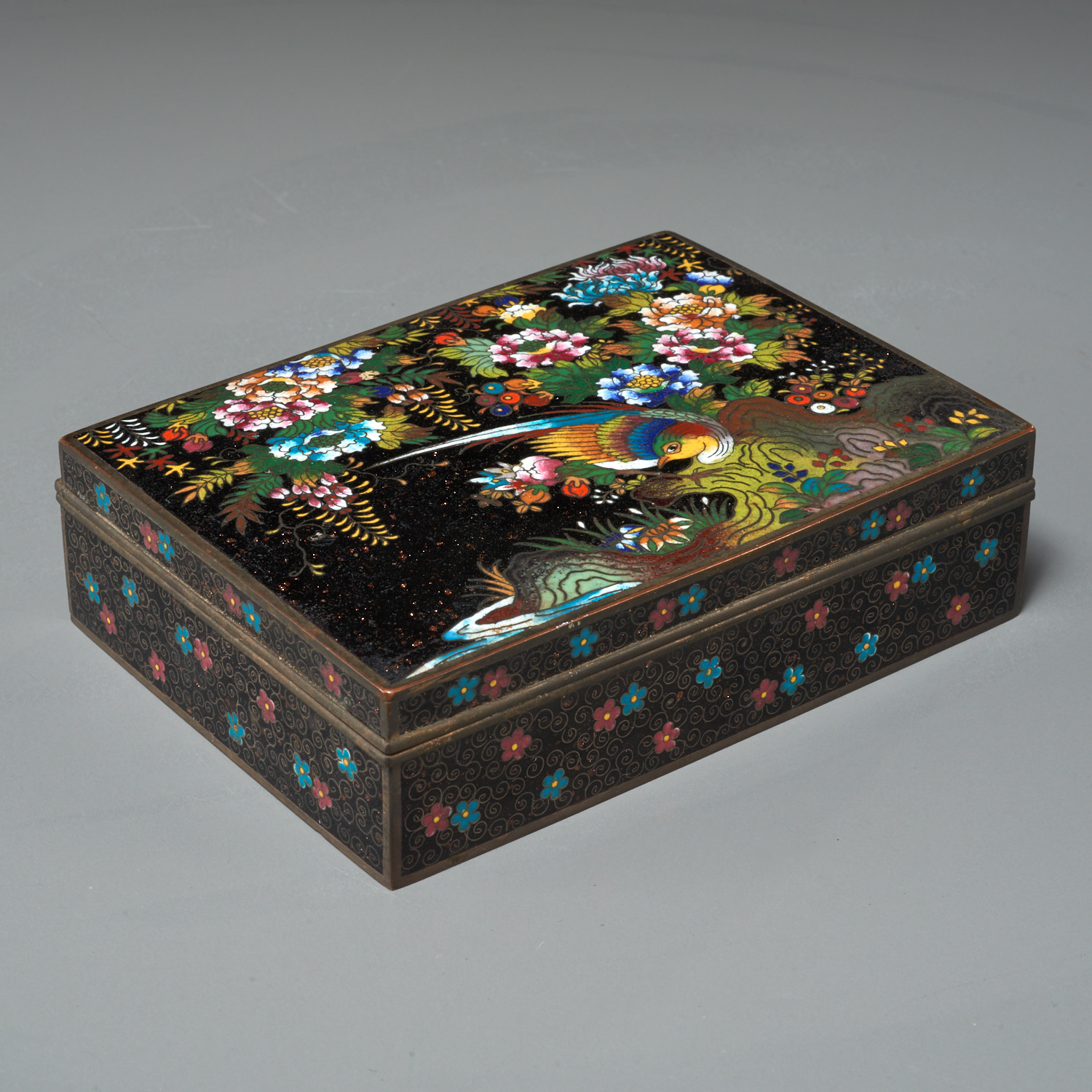 JAPANESE CLOISONNE AND GILT BRONZE BOX