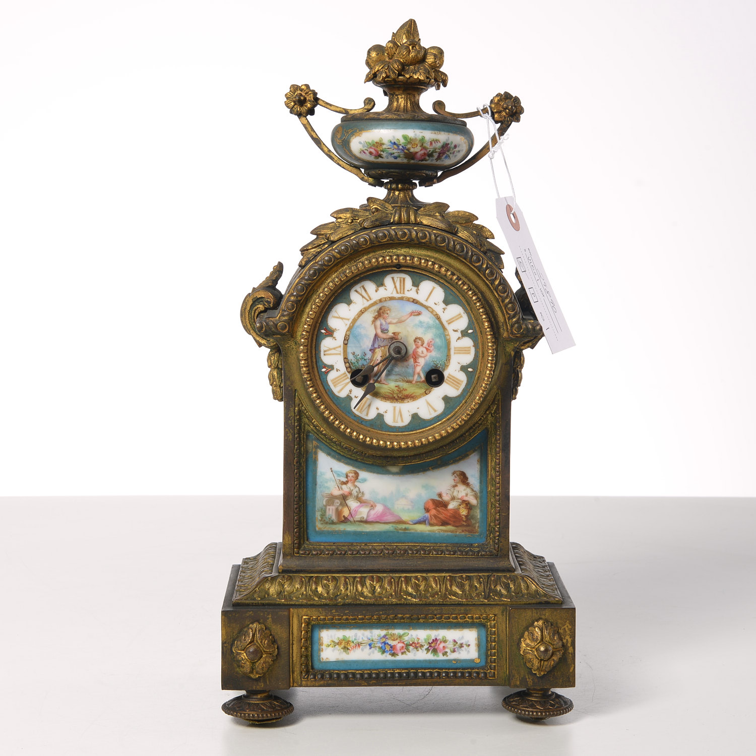 SEVRES STYLE GILT BRONZE AND PORCELAIN