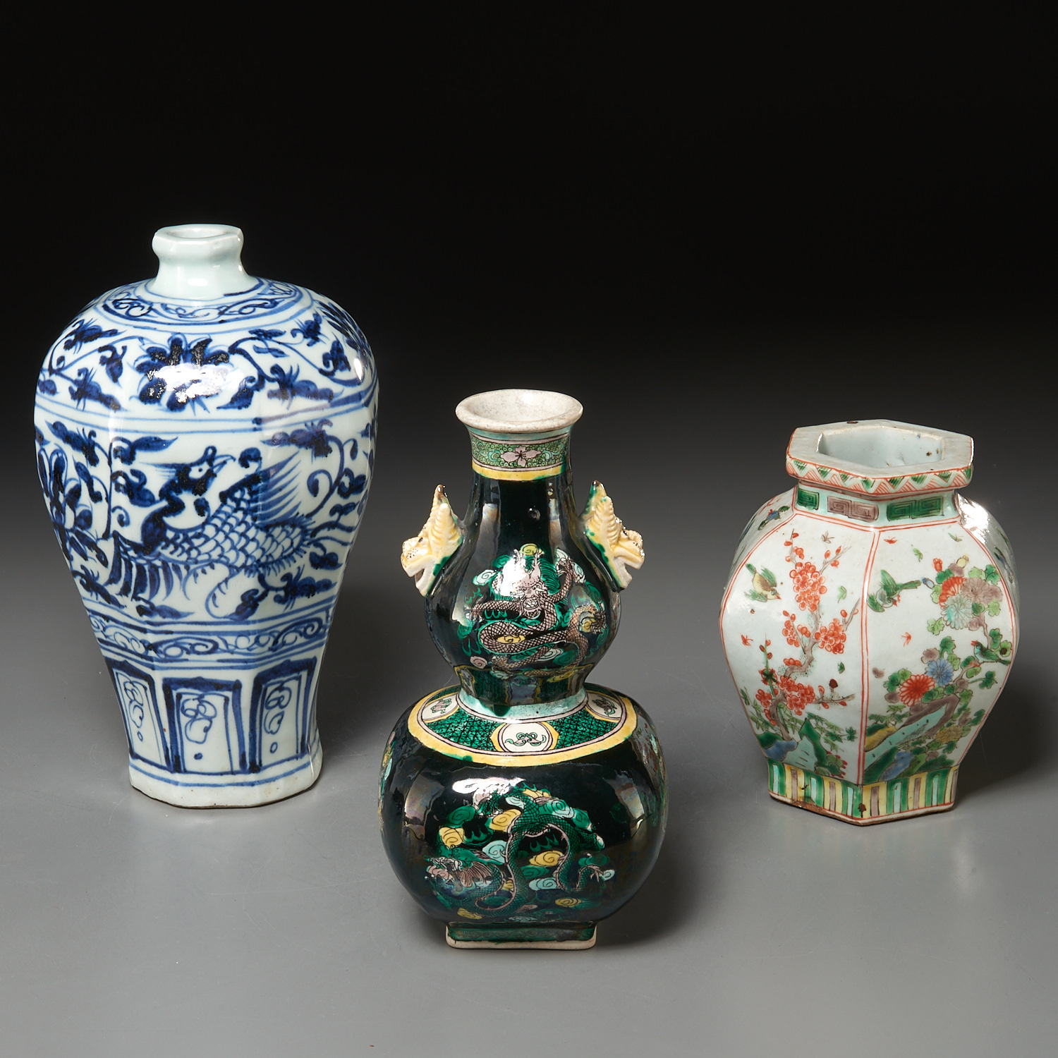 (3) ANTIQUE CHINESE PORCELAIN VASES