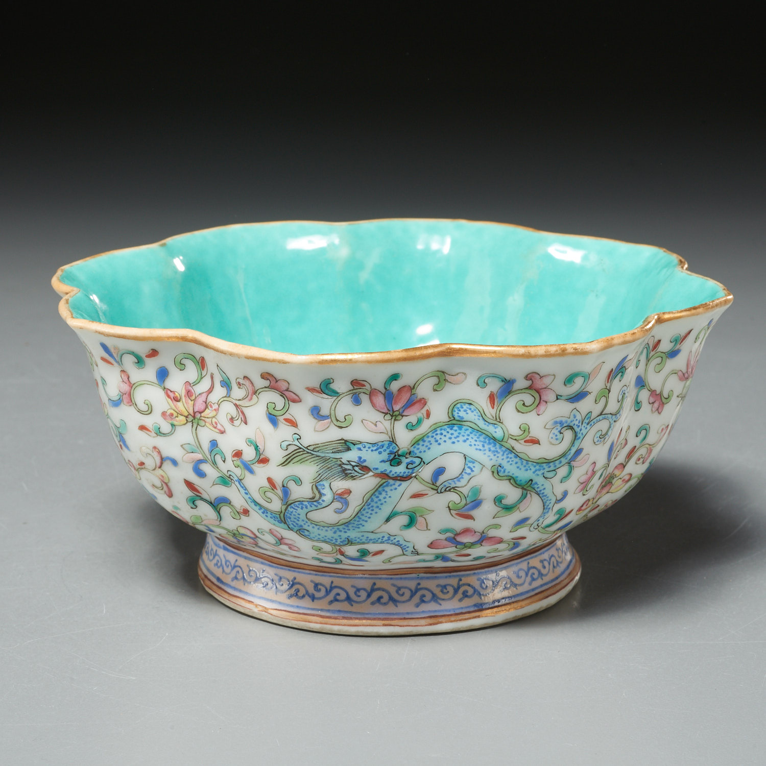 CHINESE FAMILLE ROSE DRAGON BOWL