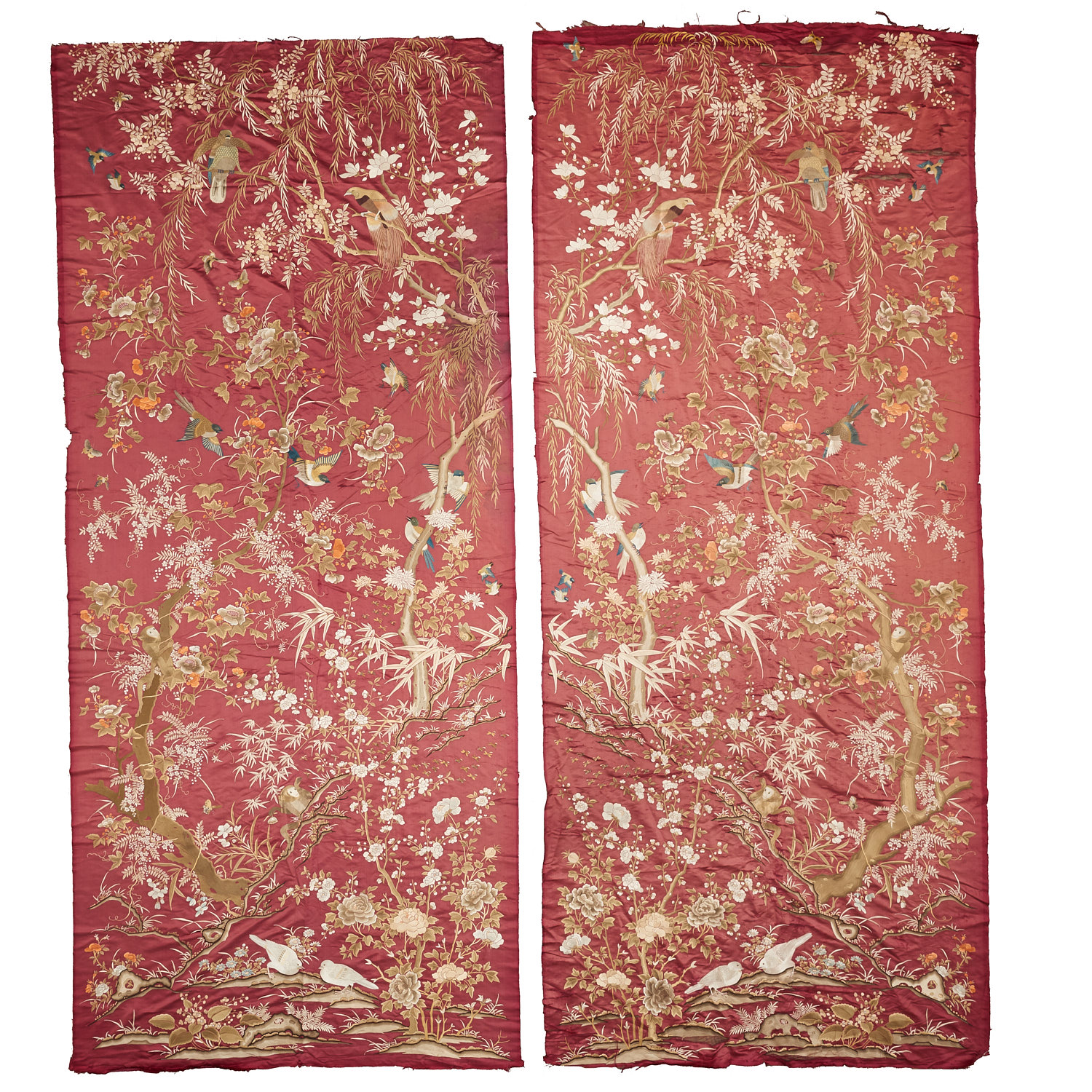 MAGNIFICENT PAIR CHINESE SILK EMBROIDERED 3625b1