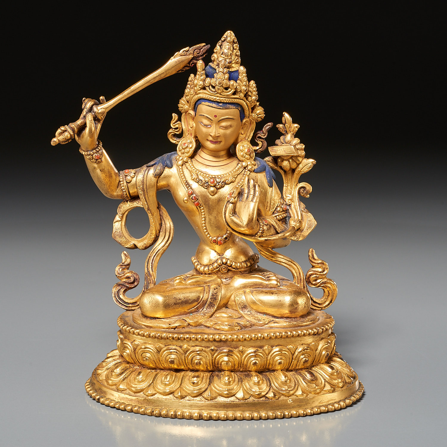 SINO-TIBETAN GILT BRONZE BUDDHA