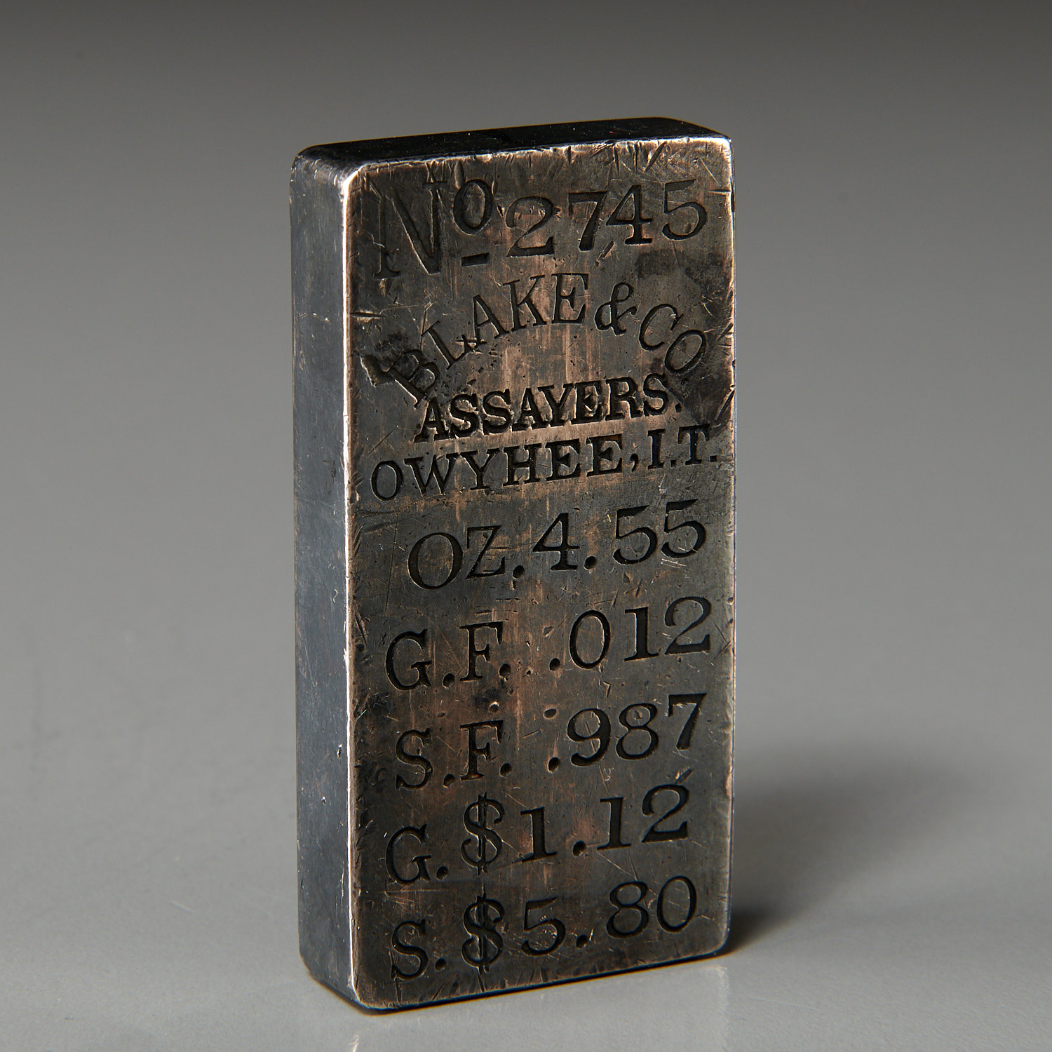 BLAKE & CO. SILVER CITY, ID INGOT,