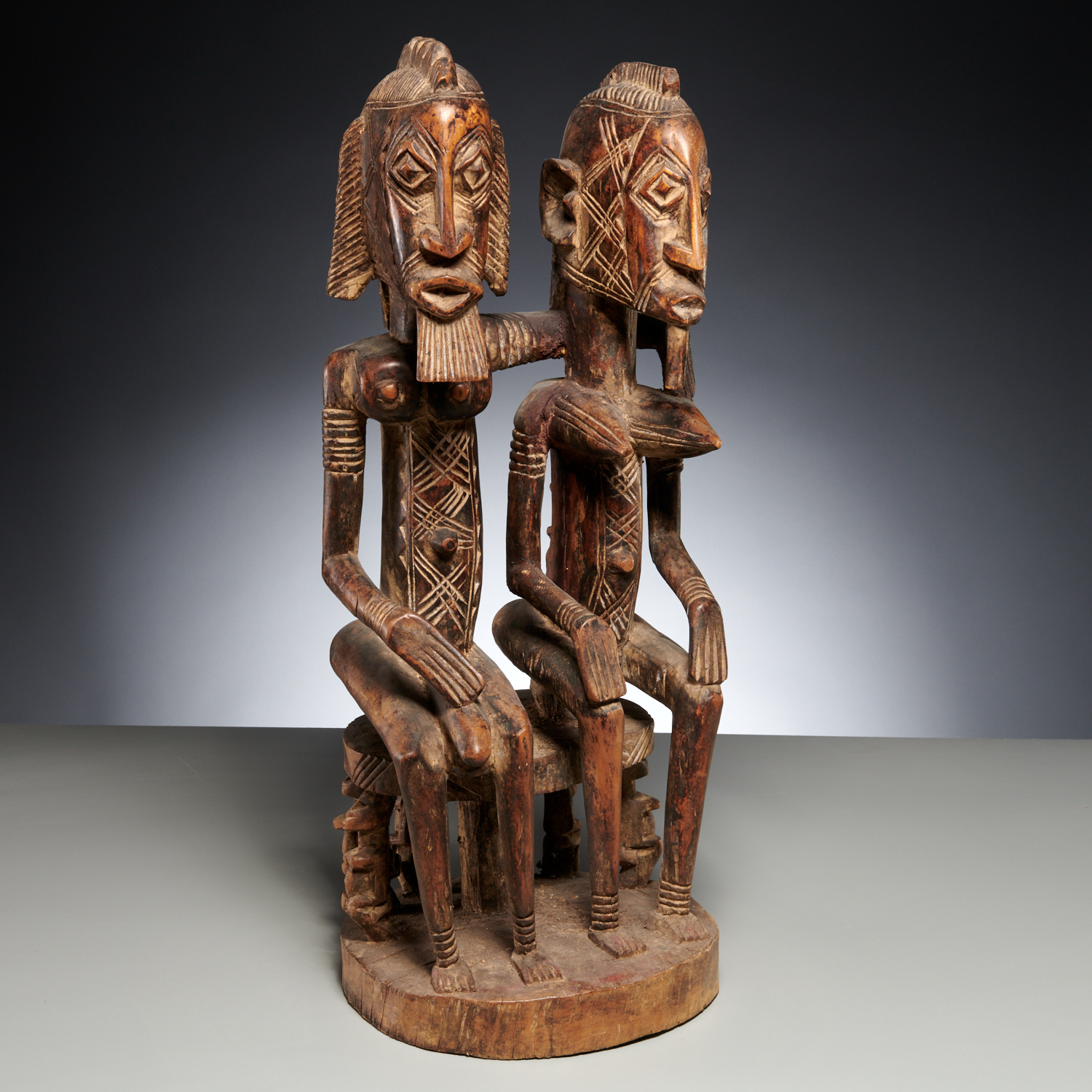 DOGON PEOPLES CARVED TRIBAL COUPLE 362718