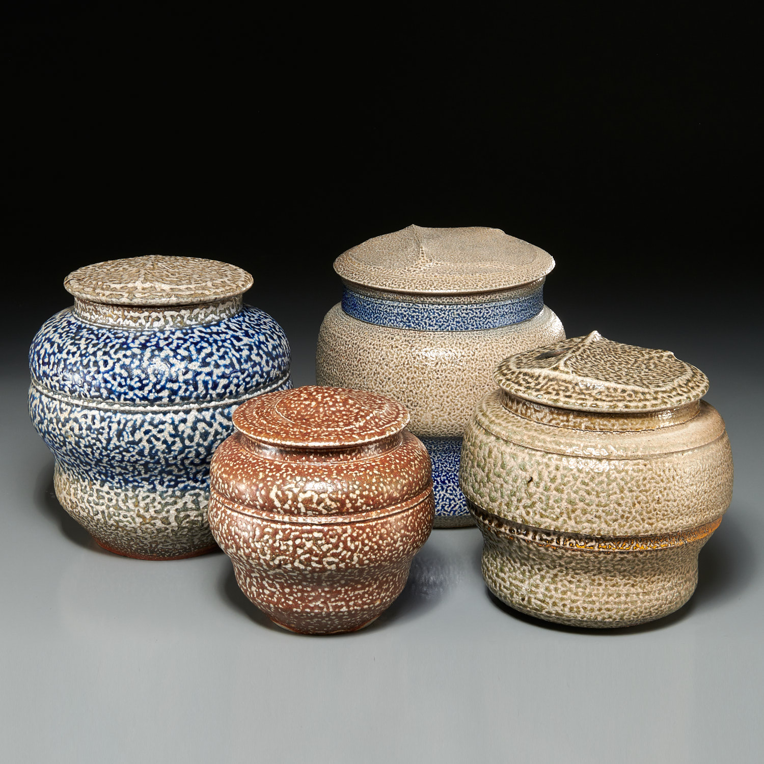 KAREN KARNES, (4) LIDDED VESSELS c.