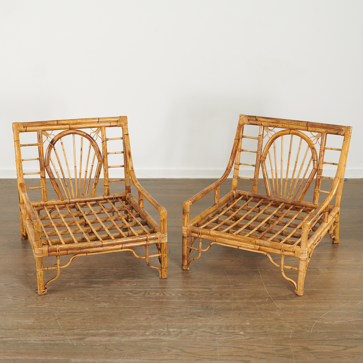 PAIR CHINESE EXPORT BAMBOO LOUNGE 3627ef