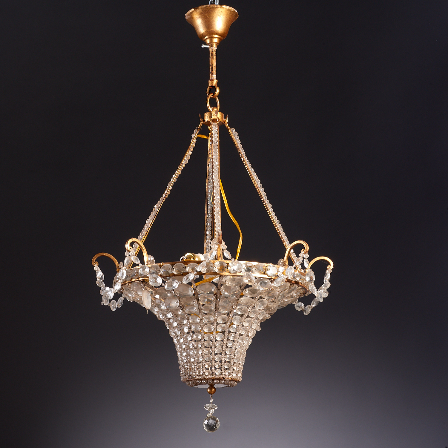 ITALIAN GILT METAL BASKET CHANDELIER 362837