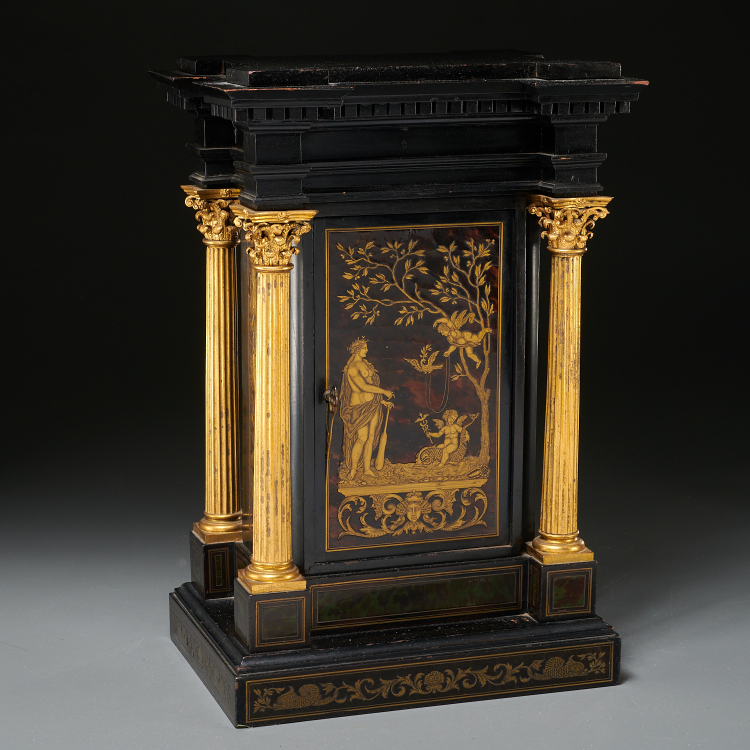 CONTINENTAL BRASS-INLAID BOULLE