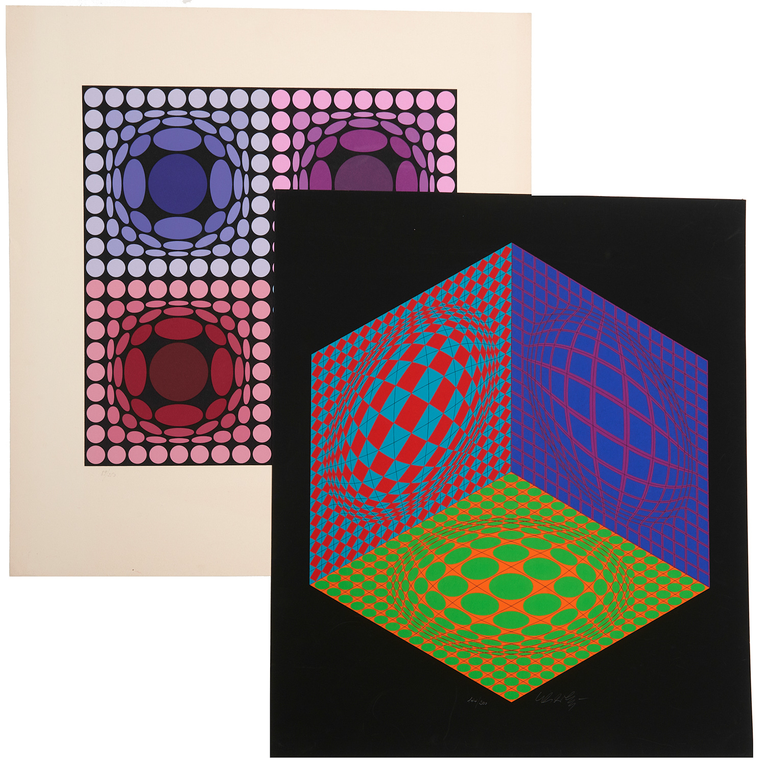VICTOR VASARELY 2 SIGNED SERIGRAPHS 36291b