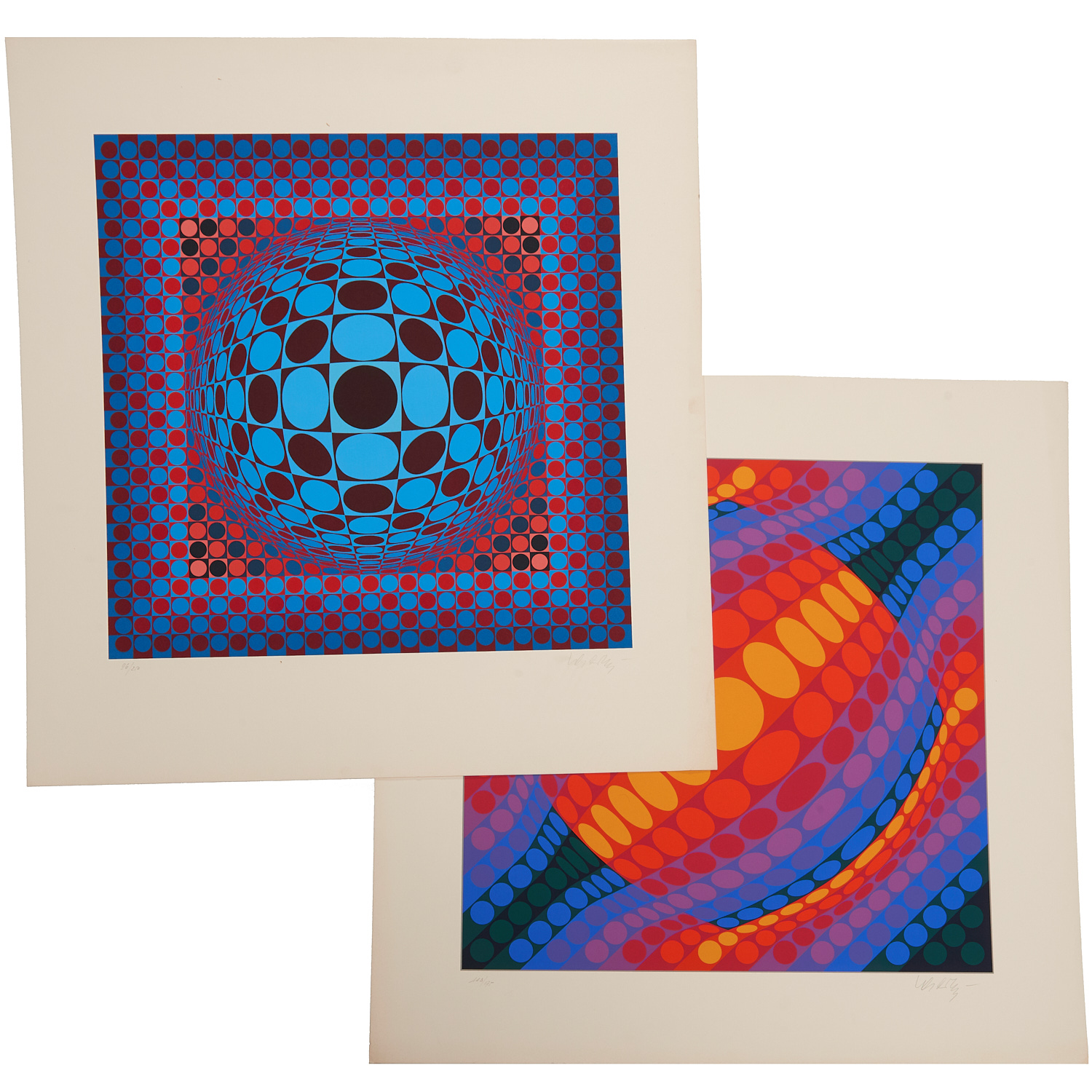 VICTOR VASARELY 2 SIGNED SERIGRAPHS 36291d