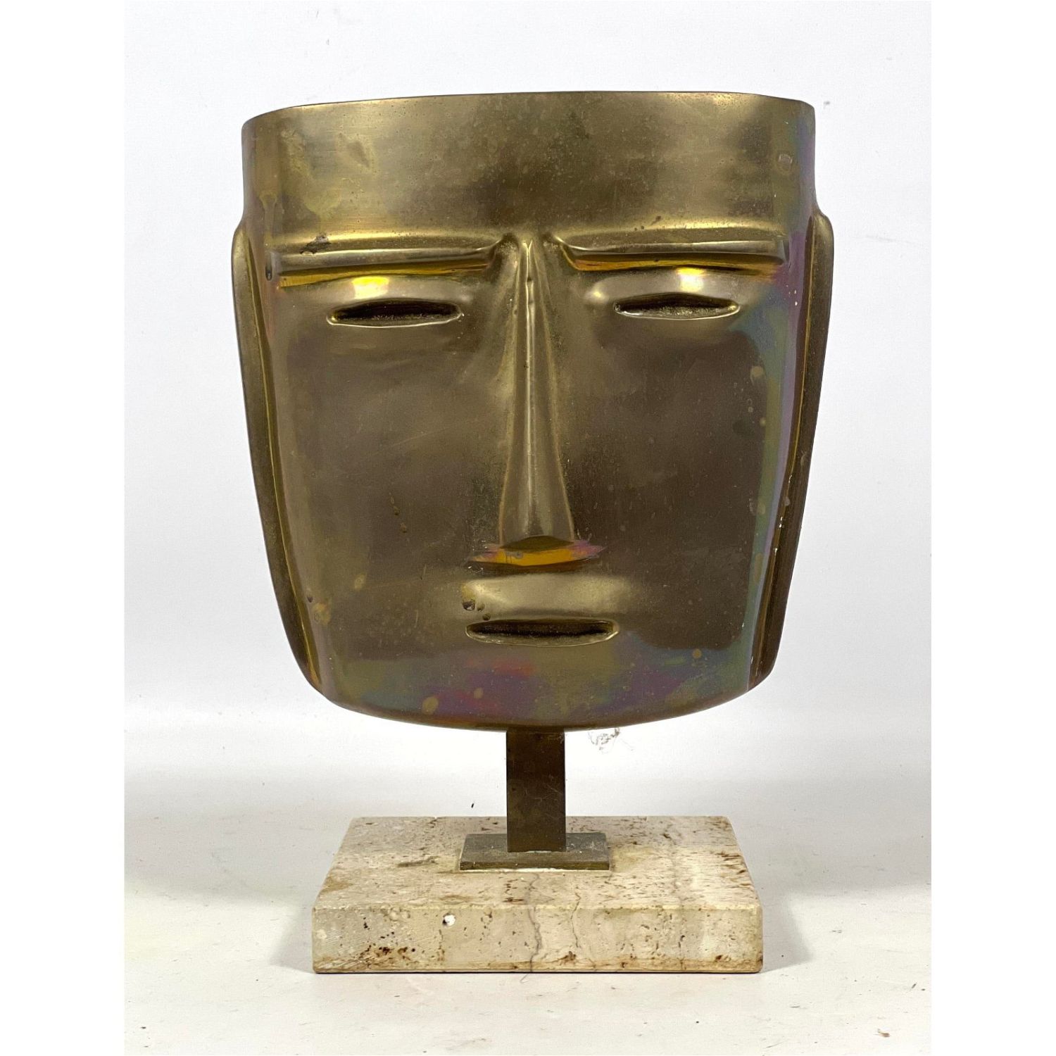 Cycladic style Brass Face Mask Sculpture.