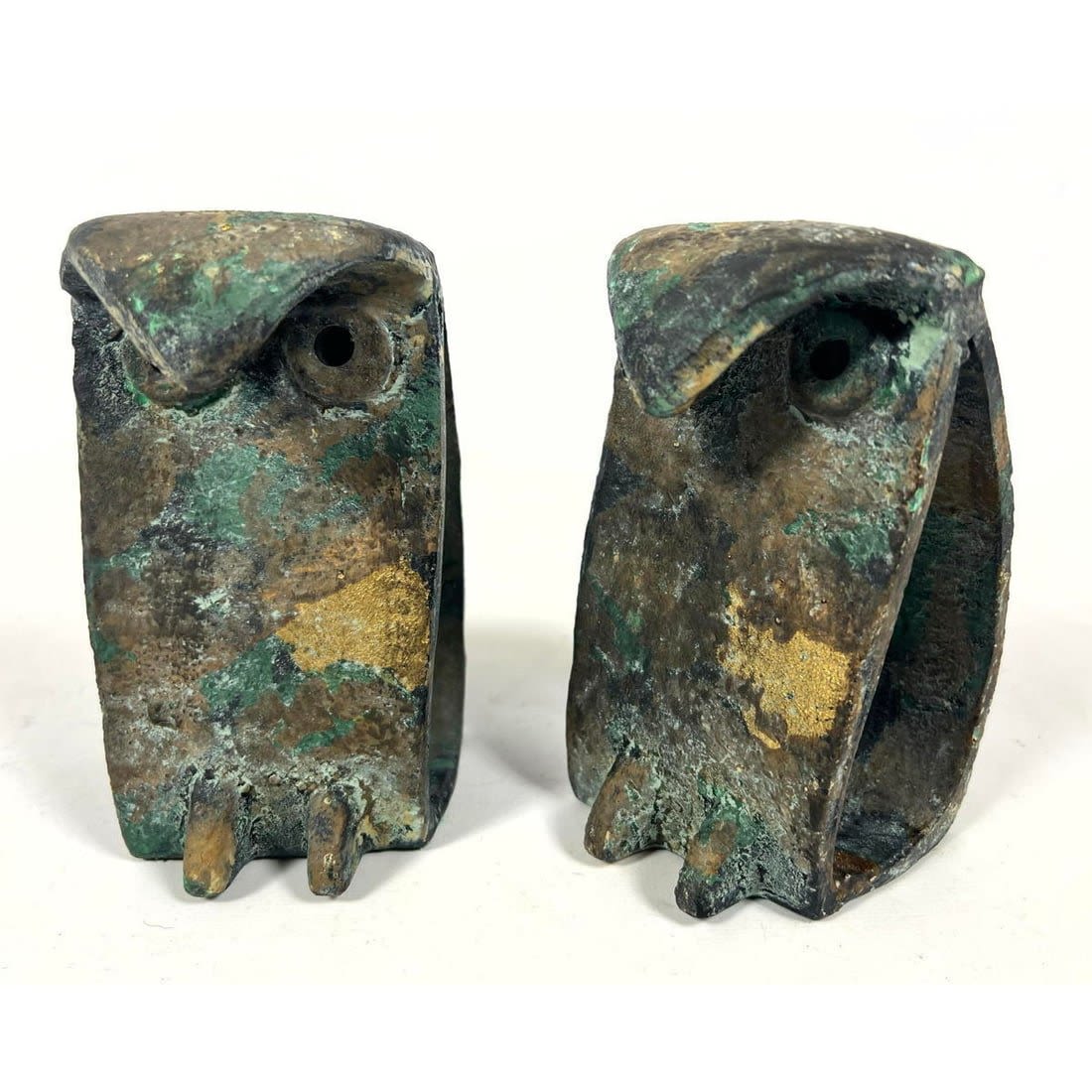 Midcentury brutalist owl bookends.