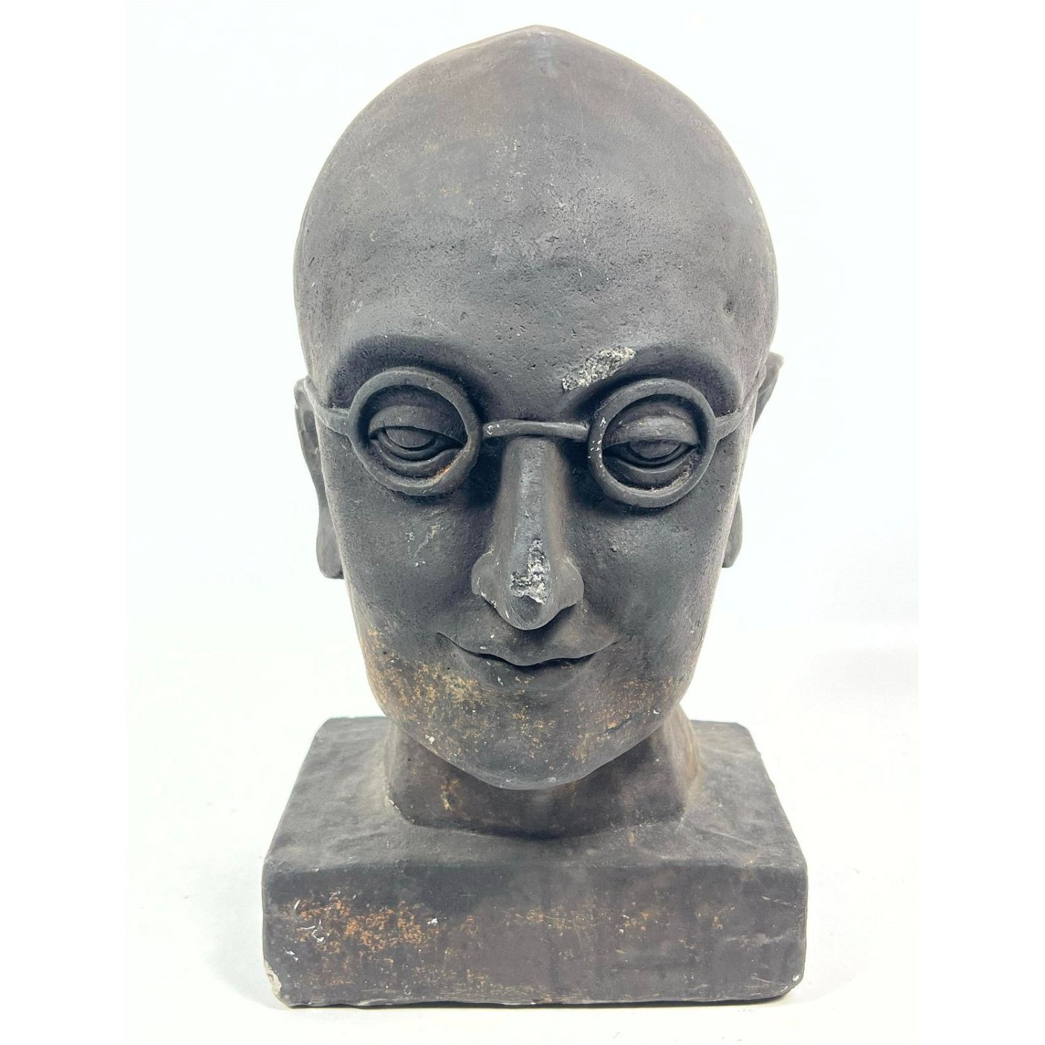 Concrete Head Bust Sculpture. Man