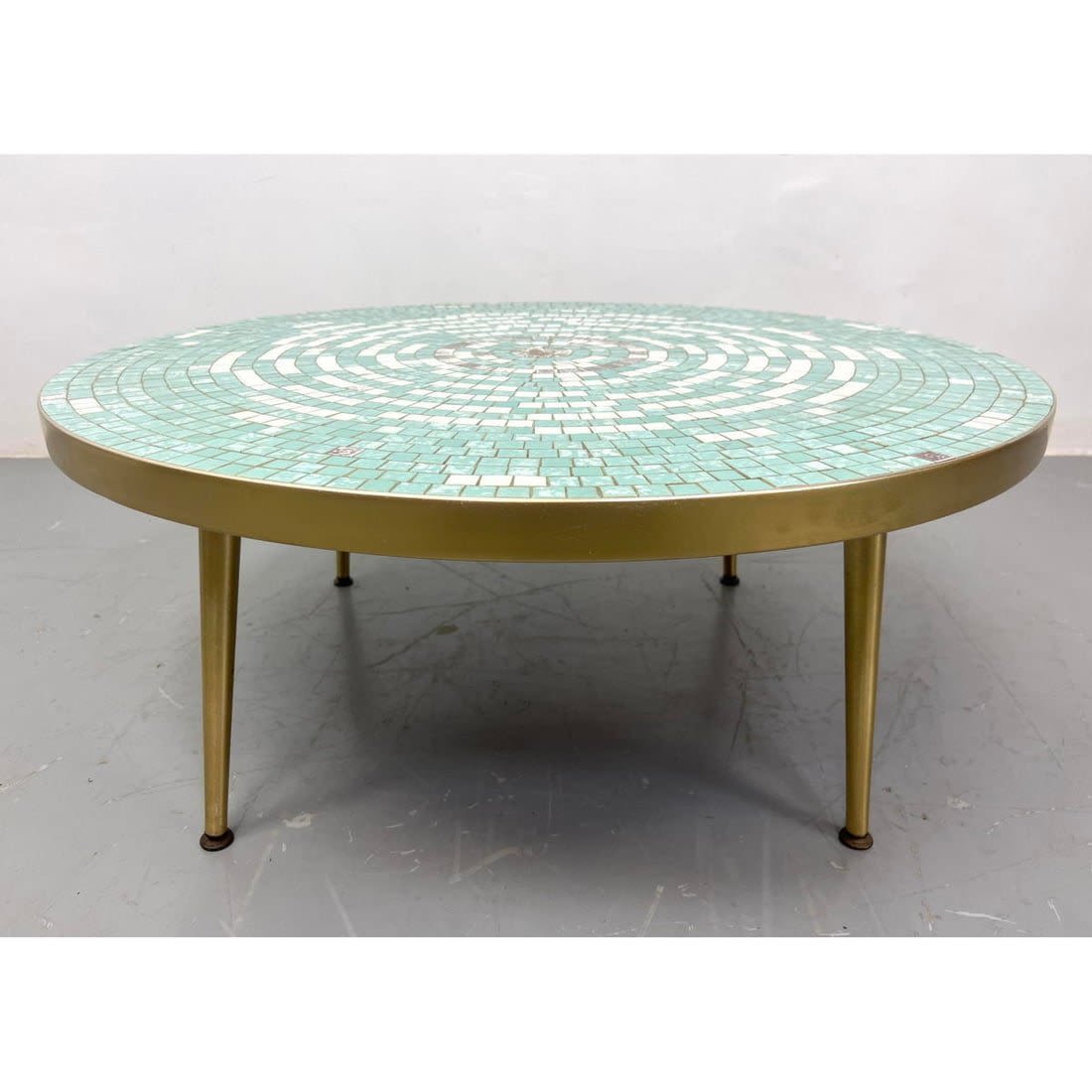 Round Glazed Tile Top Coffee table.