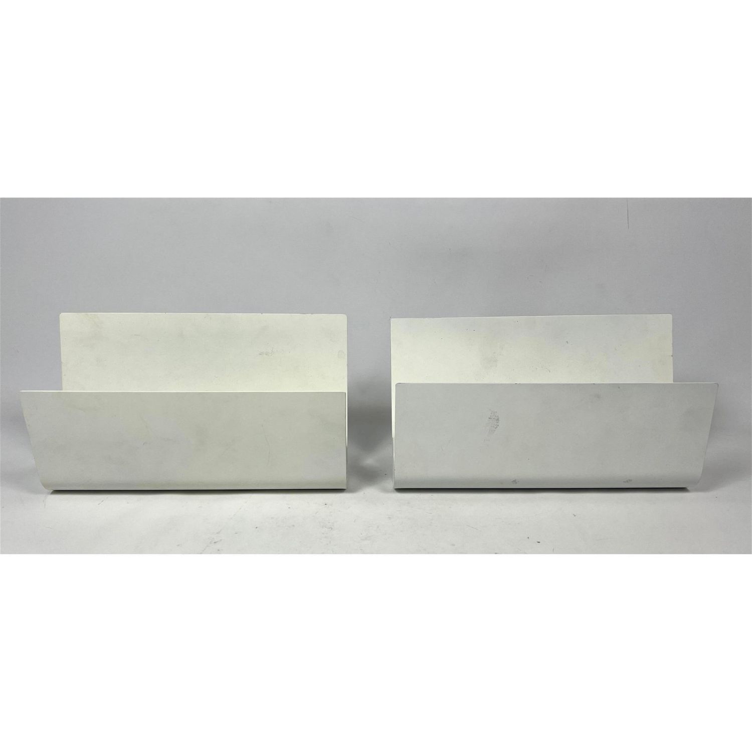 Pair of White Rolled Metal Minimalist