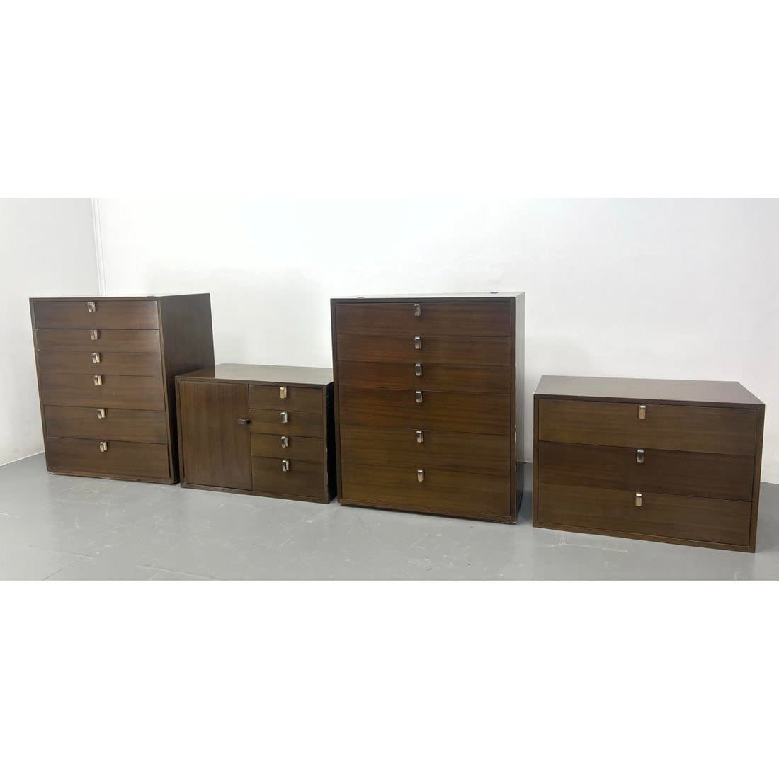 4pc GEORGE NELSON Walnut Cabinets 362a21