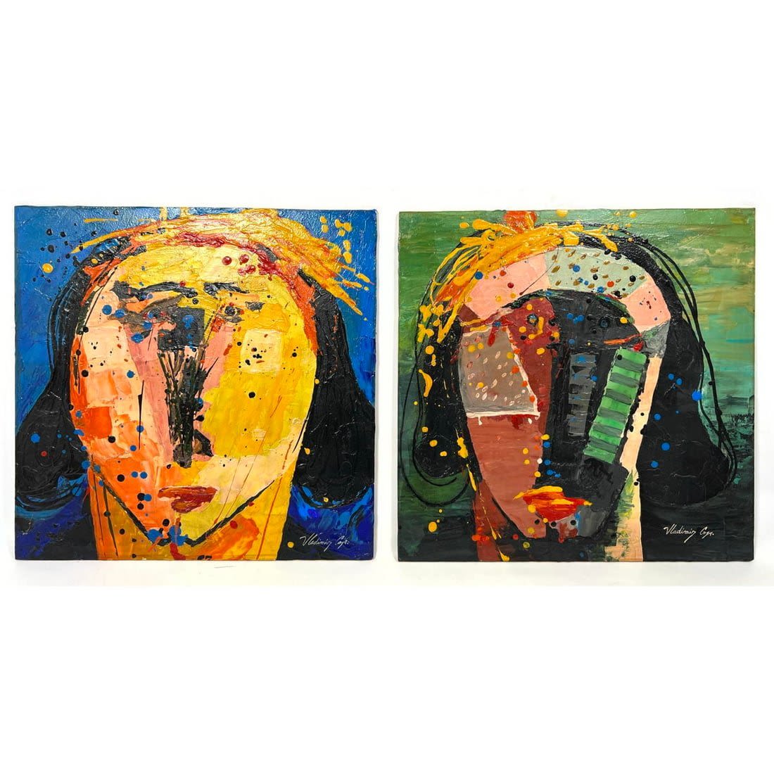 2pc VLADIMIR COJA Abstract Portrait