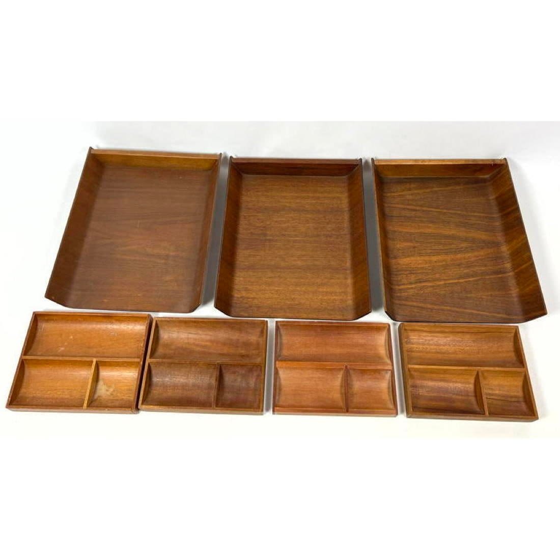 7pc KNOLL Walnut Desk Accessories.