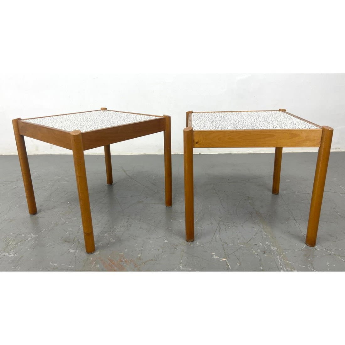 Pr Wood Frame Side Tables. Each