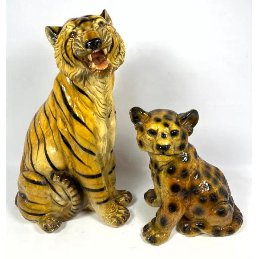 2pc Large Ceramic Cat Sculptures.