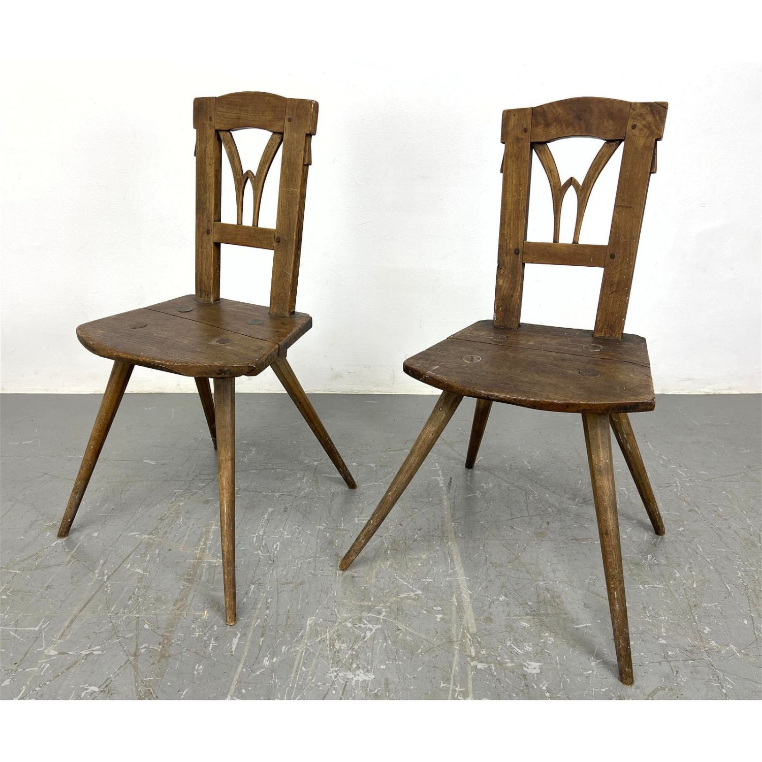 Pair Rustic Tavern Style Splayed